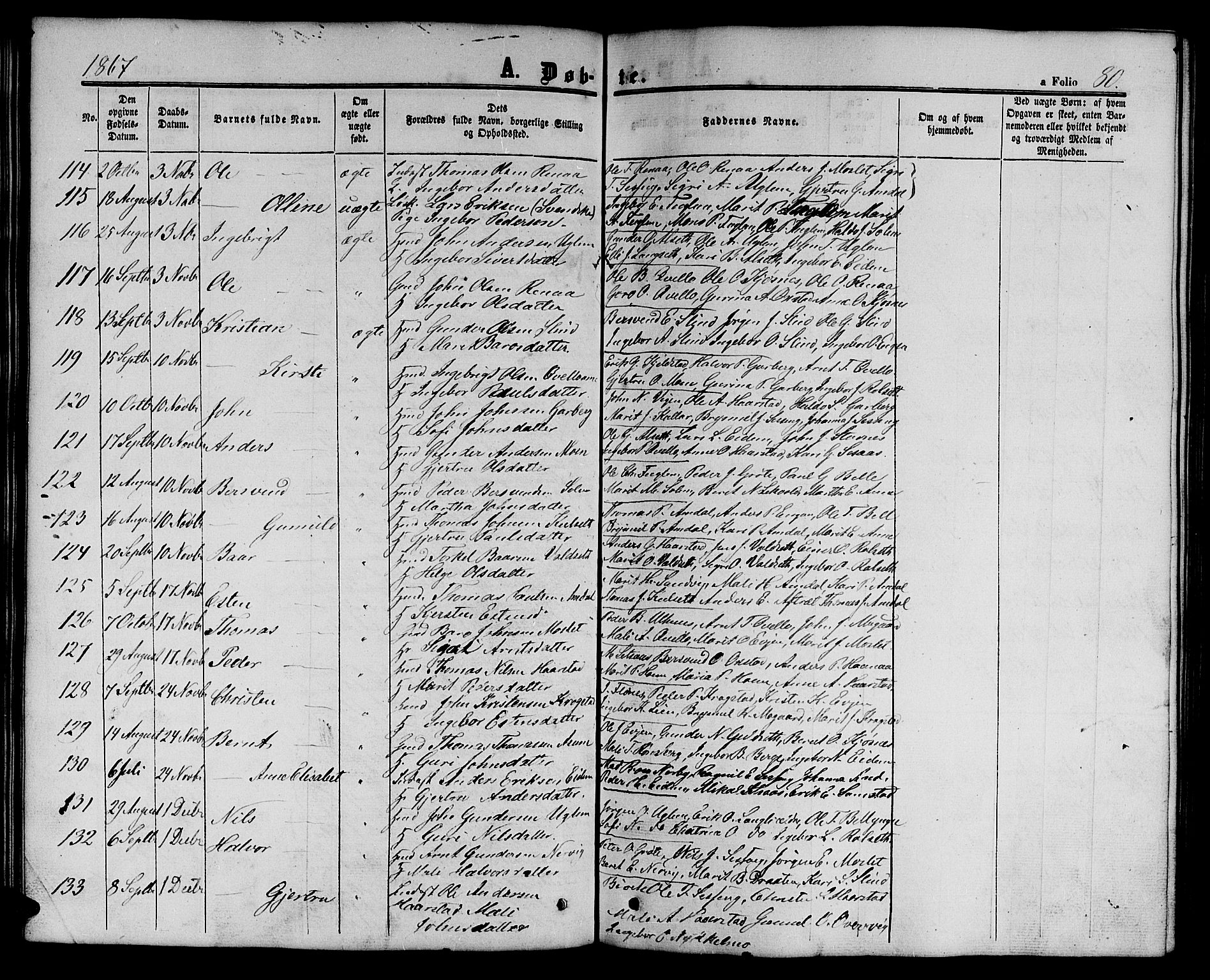 Ministerialprotokoller, klokkerbøker og fødselsregistre - Sør-Trøndelag, SAT/A-1456/695/L1155: Parish register (copy) no. 695C06, 1859-1868, p. 80