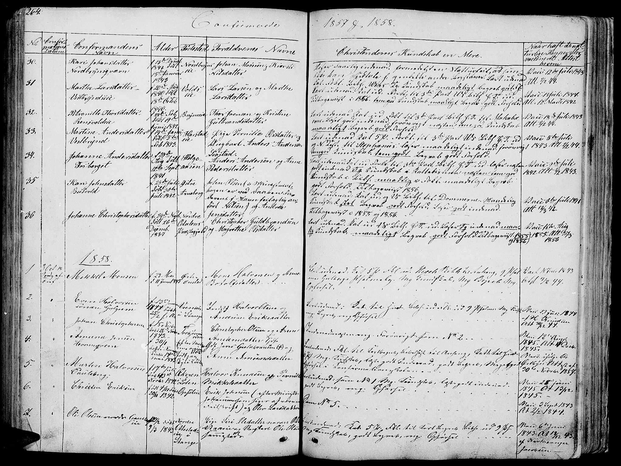 Romedal prestekontor, AV/SAH-PREST-004/L/L0009: Parish register (copy) no. 9, 1846-1866, p. 264