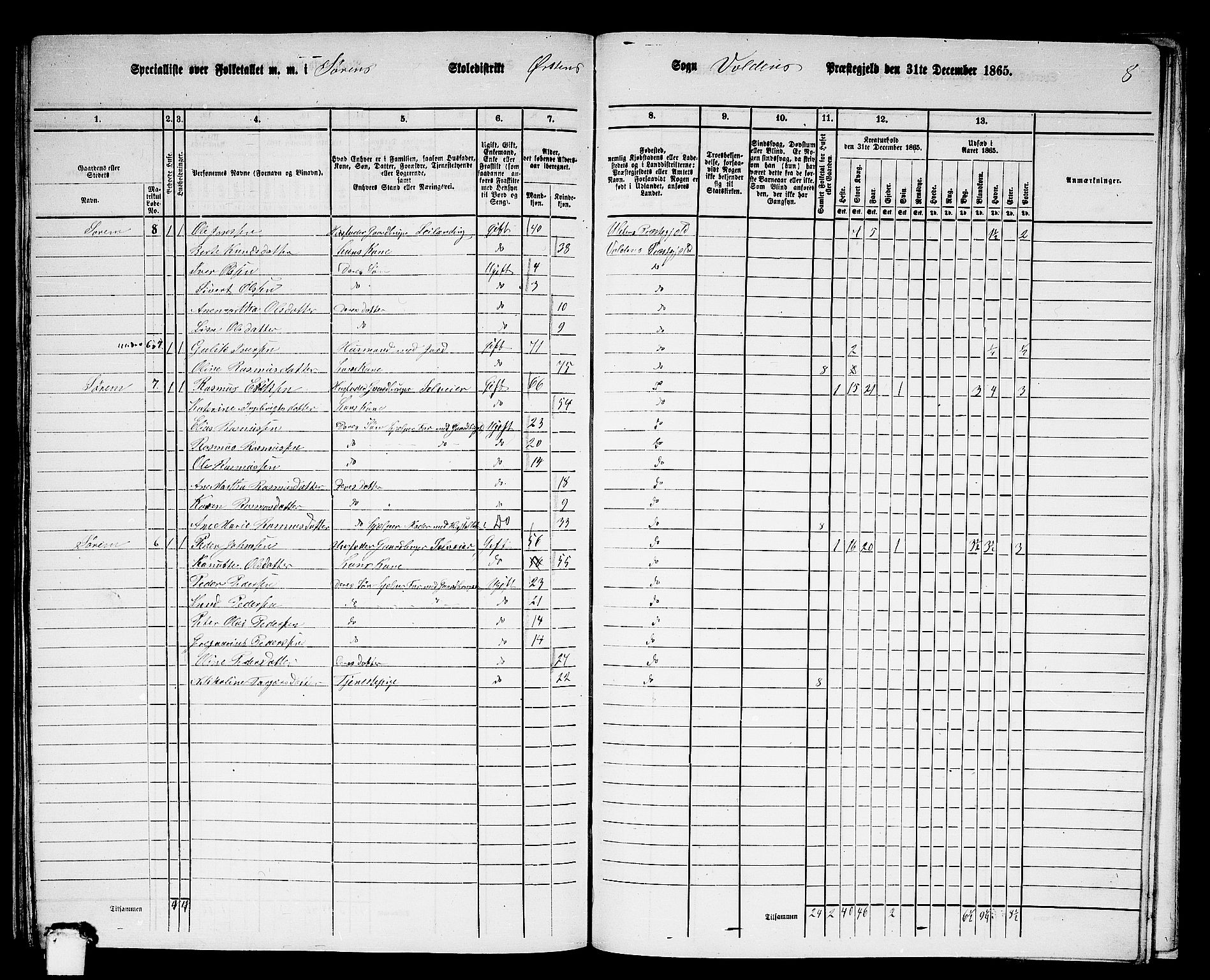 RA, 1865 census for Volda, 1865, p. 169