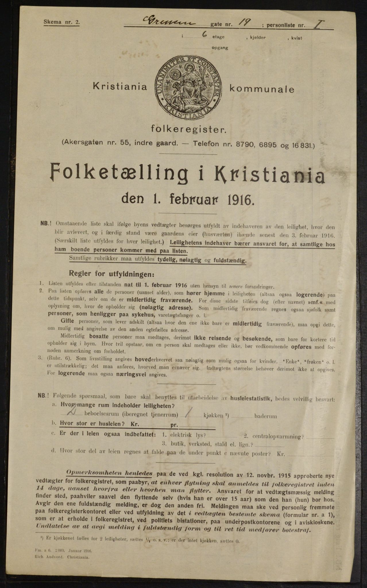 OBA, Municipal Census 1916 for Kristiania, 1916, p. 30439