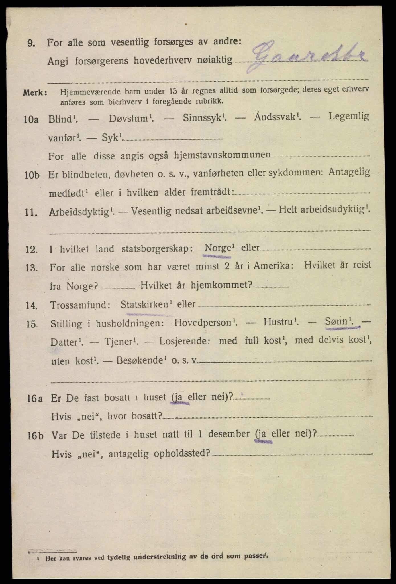 SAK, 1920 census for Spangereid, 1920, p. 3656