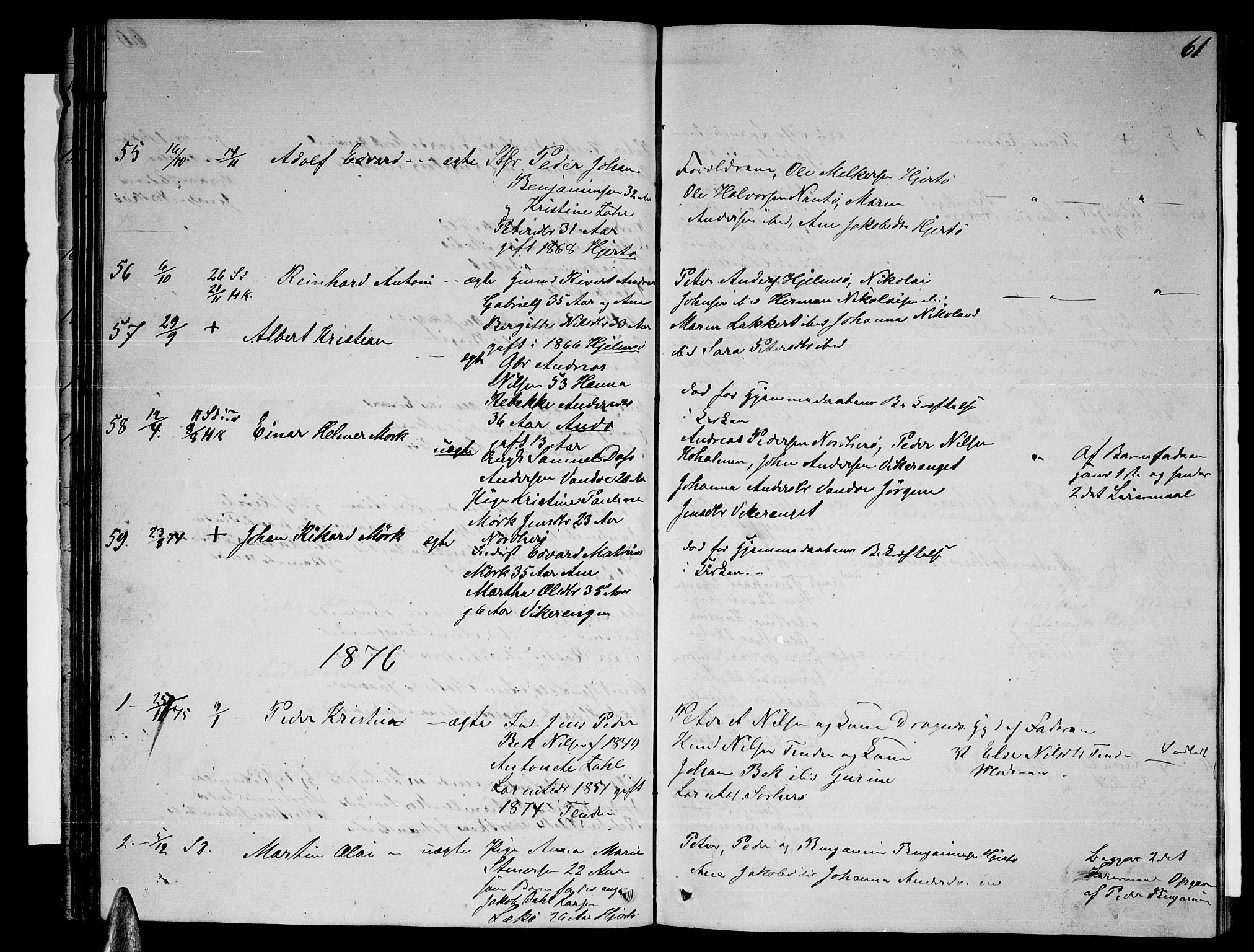 Ministerialprotokoller, klokkerbøker og fødselsregistre - Nordland, AV/SAT-A-1459/834/L0512: Parish register (copy) no. 834C03, 1862-1877, p. 61