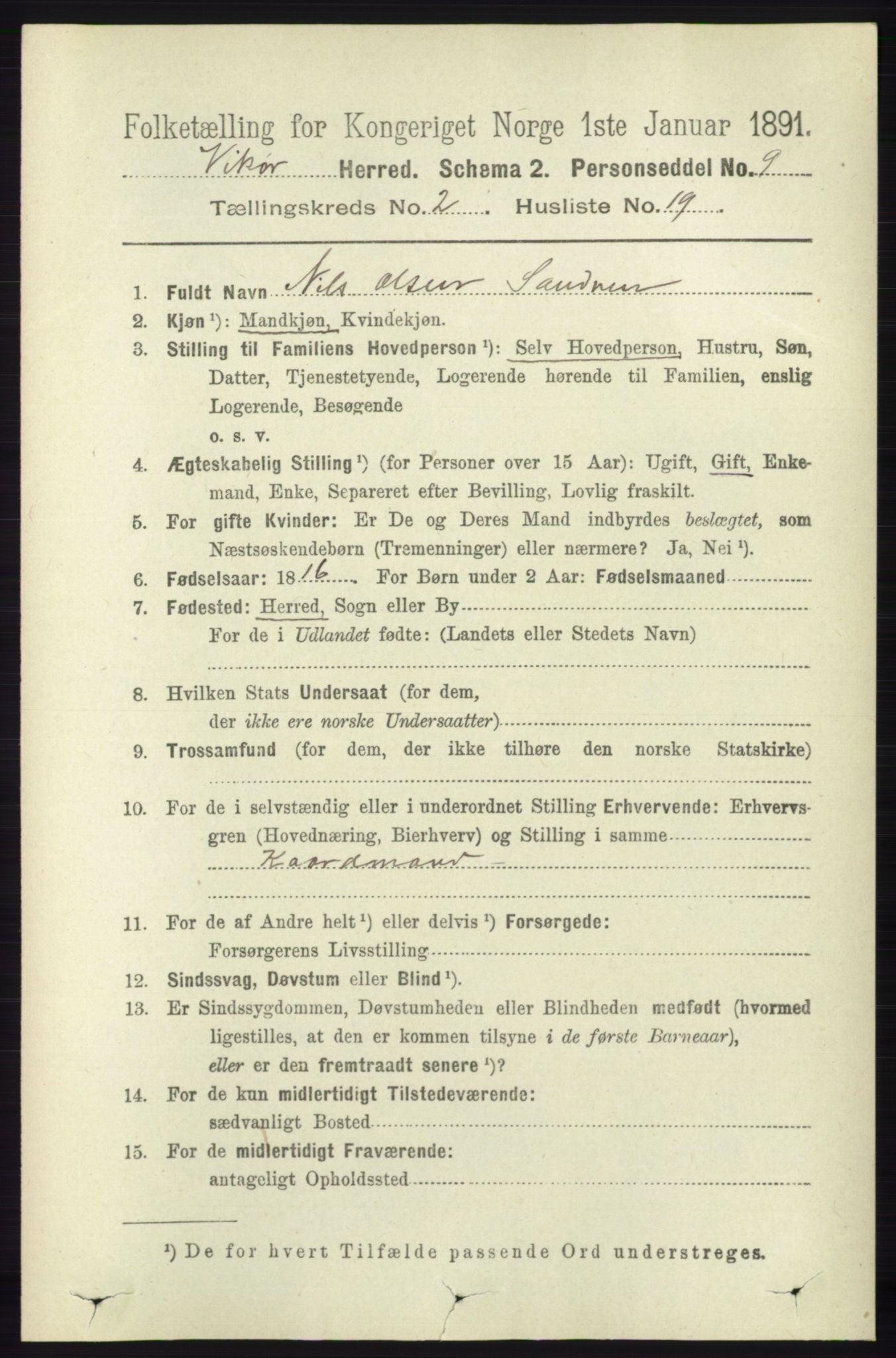 RA, 1891 census for 1238 Vikør, 1891, p. 601