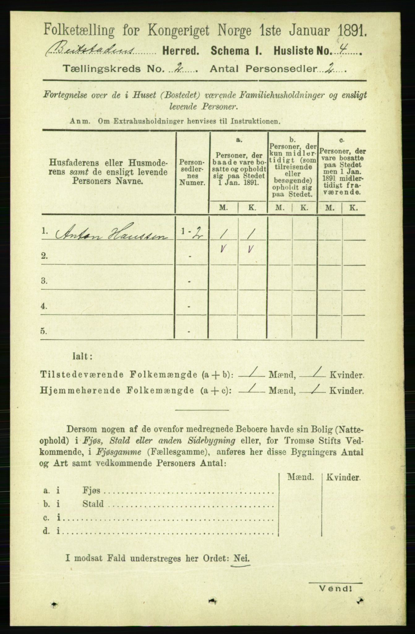 RA, 1891 census for 1727 Beitstad, 1891, p. 320