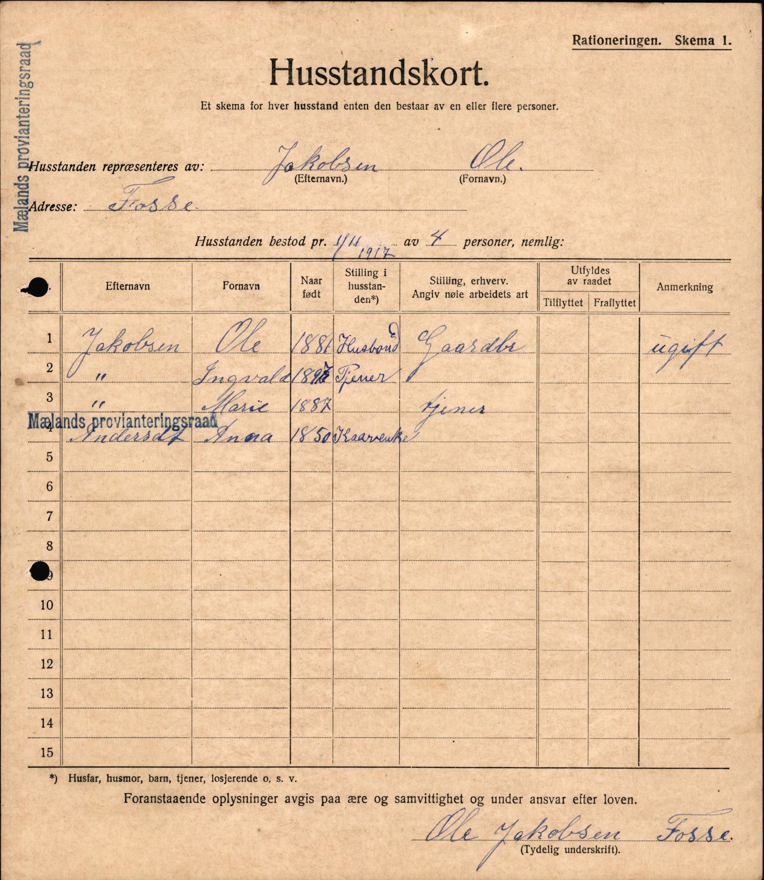 IKAH, Meland kommune, Provianteringsrådet, Husstander per 01.11.1917, 1917-1918, p. 233