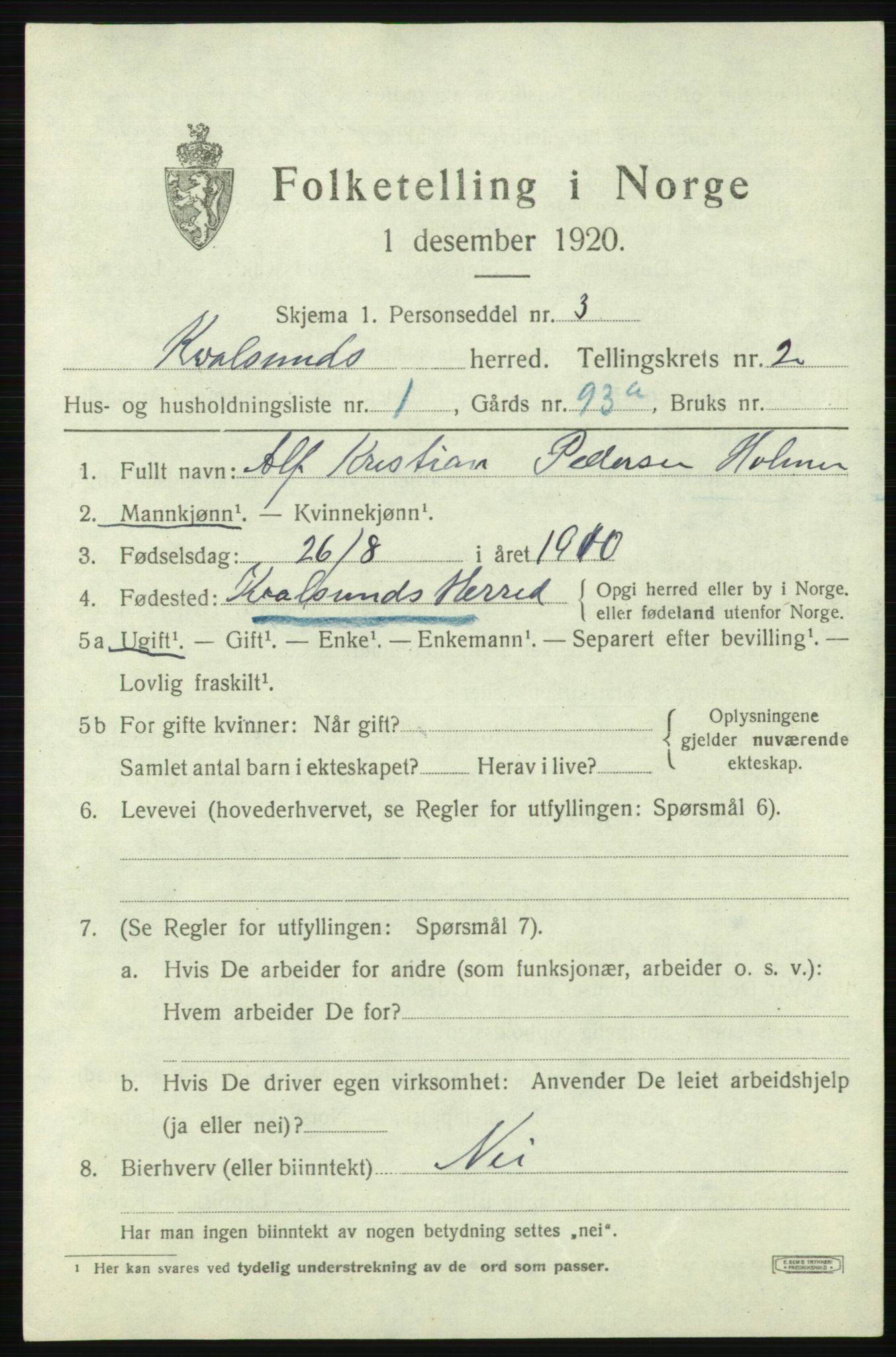 SATØ, 1920 census for , 1920, p. 664