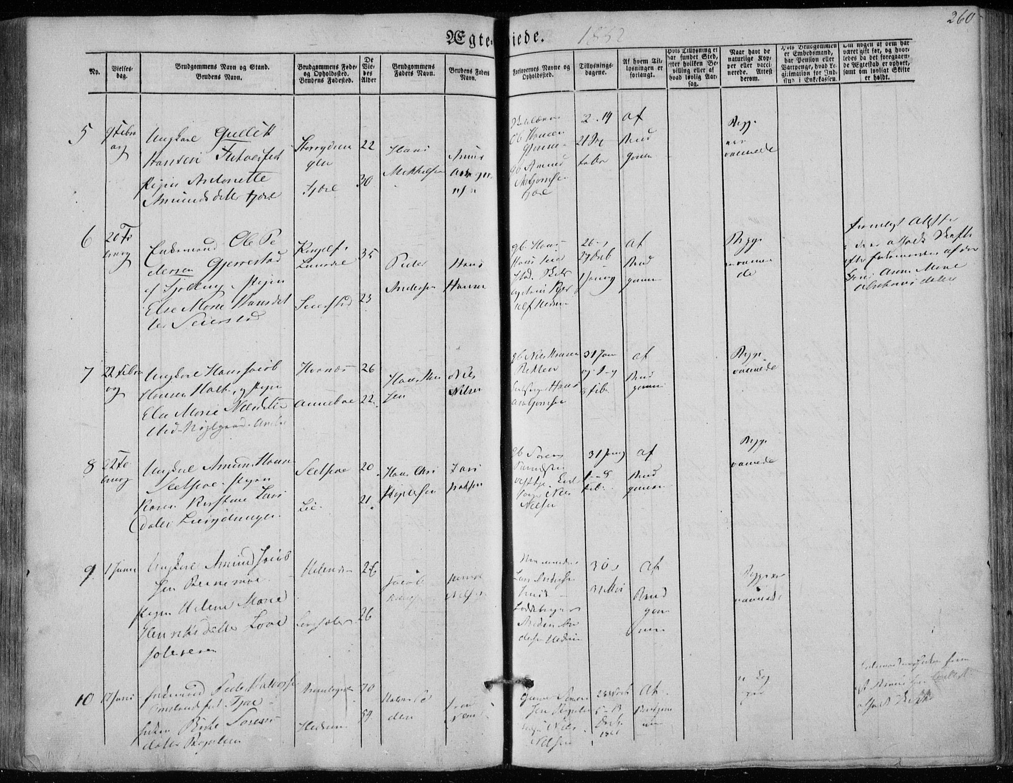 Hedrum kirkebøker, AV/SAKO-A-344/F/Fa/L0006: Parish register (official) no. I 6, 1849-1857, p. 260