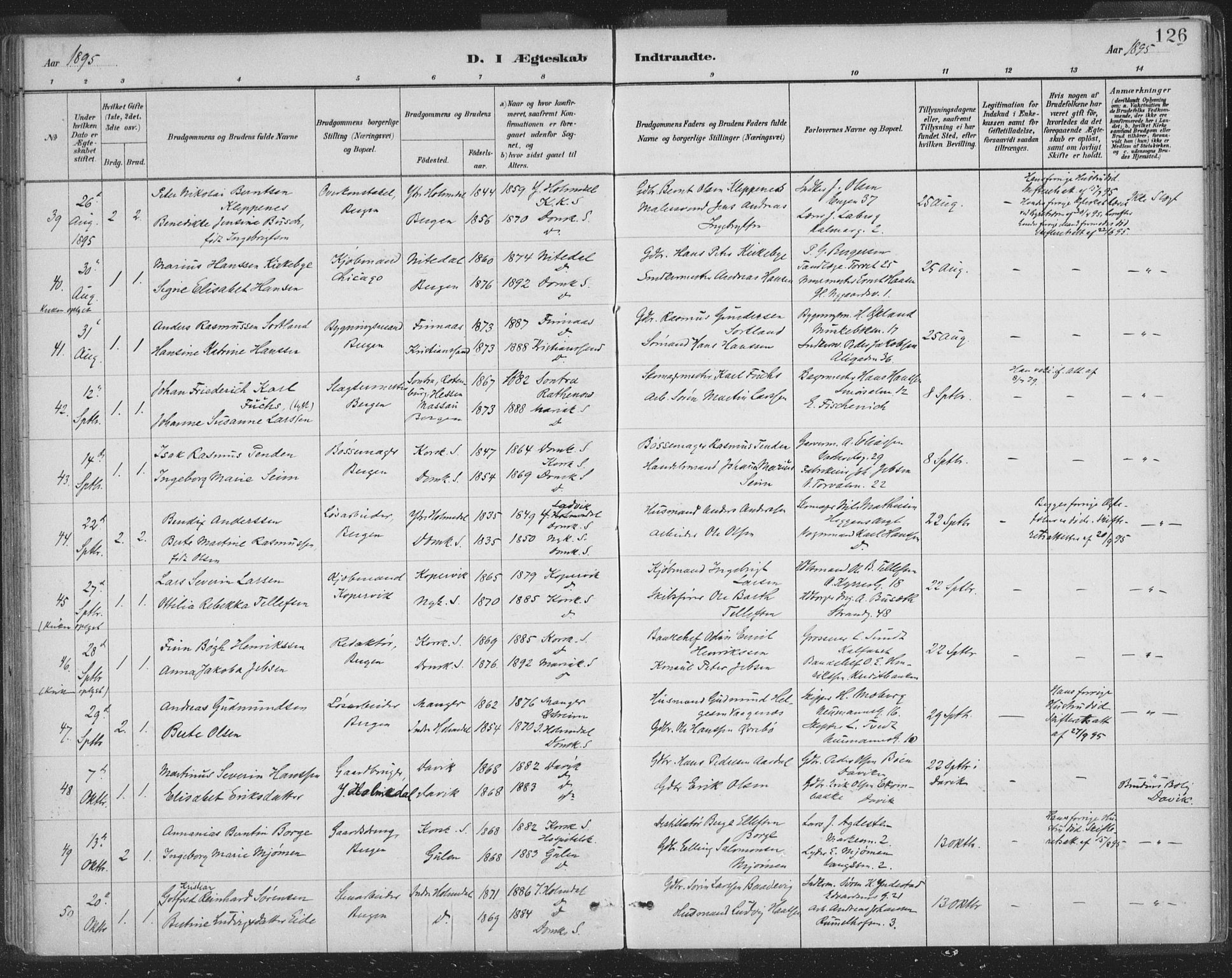 Domkirken sokneprestembete, SAB/A-74801/H/Hab/L0032: Parish register (copy) no. D 4, 1880-1907, p. 126