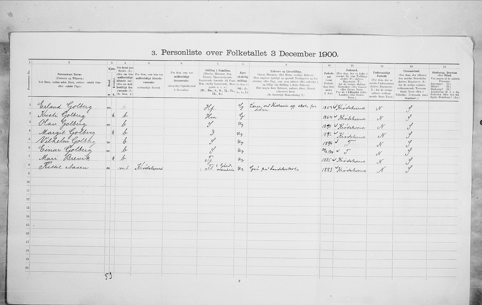 SAO, 1900 census for Kristiania, 1900, p. 88951