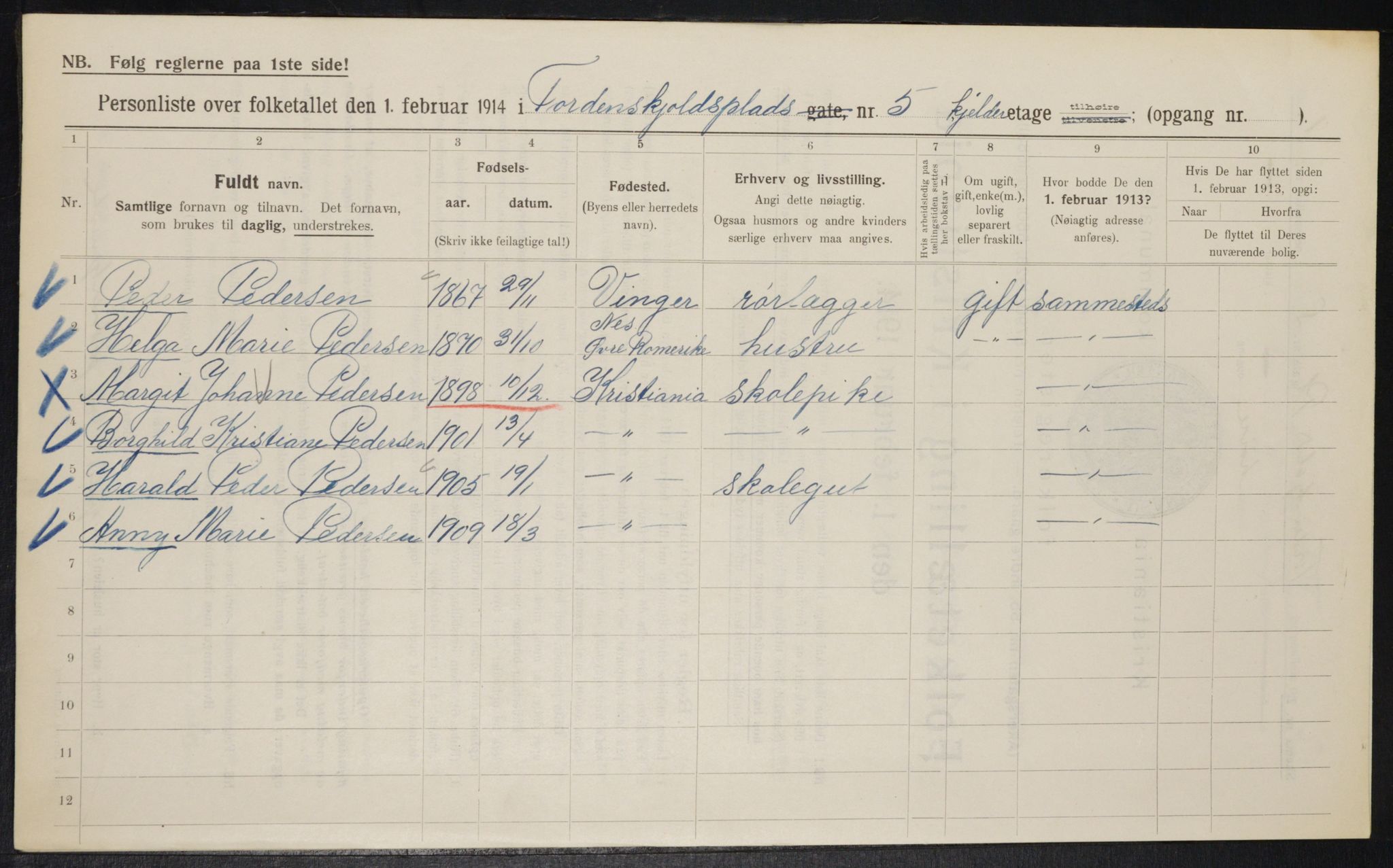 OBA, Municipal Census 1914 for Kristiania, 1914, p. 114735