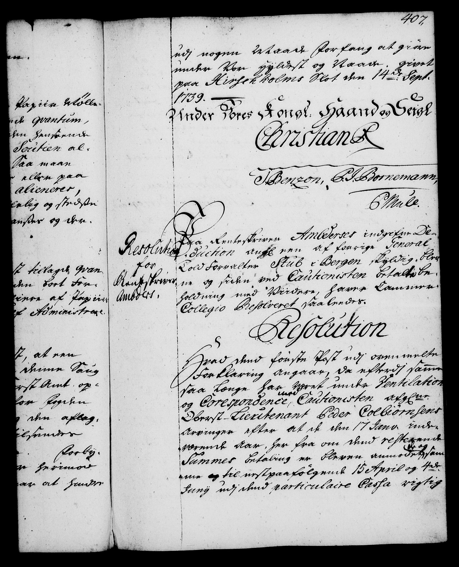 Rentekammeret, Kammerkanselliet, AV/RA-EA-3111/G/Gg/Gga/L0004: Norsk ekspedisjonsprotokoll med register (merket RK 53.4), 1734-1741, p. 407