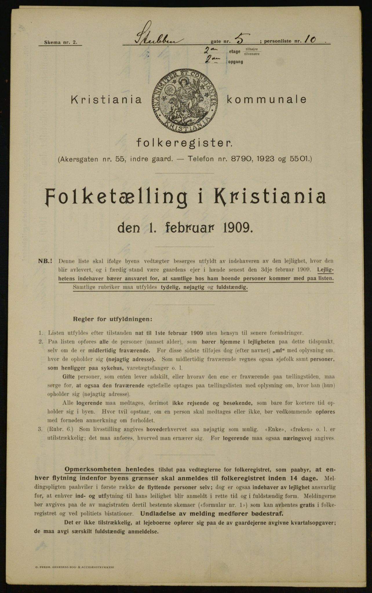 OBA, Municipal Census 1909 for Kristiania, 1909, p. 94533