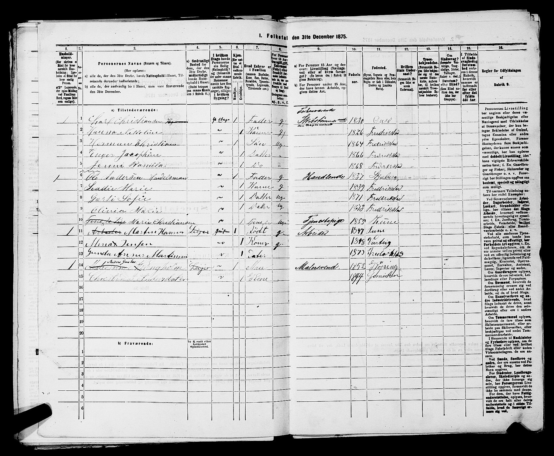 RA, 1875 census for 0103B Fredrikstad/Fredrikstad, 1875, p. 989