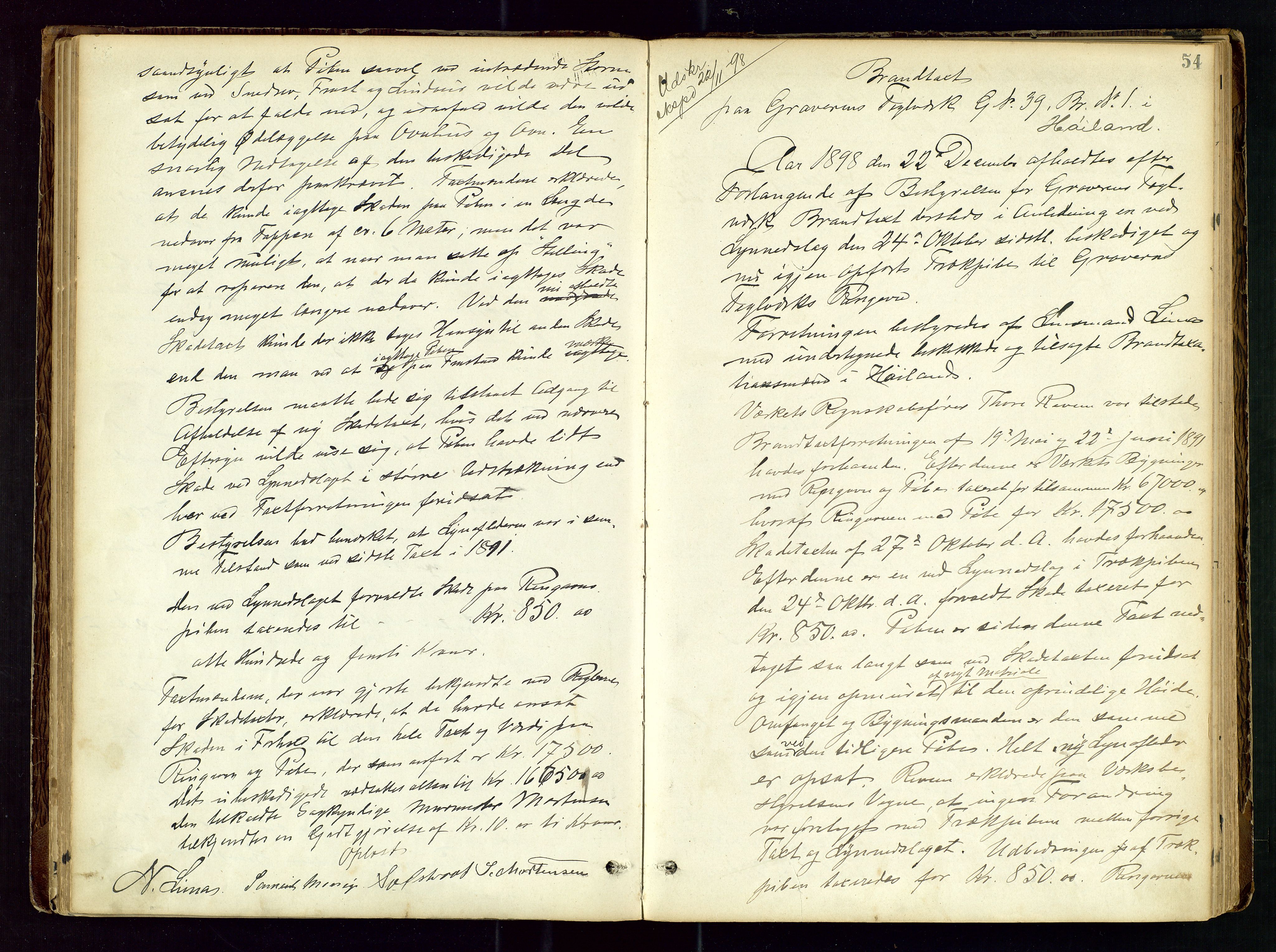 Høyland/Sandnes lensmannskontor, AV/SAST-A-100166/Goa/L0002: "Brandtaxtprotokol for Landafdelingen i Høiland", 1880-1917, p. 53b-54a