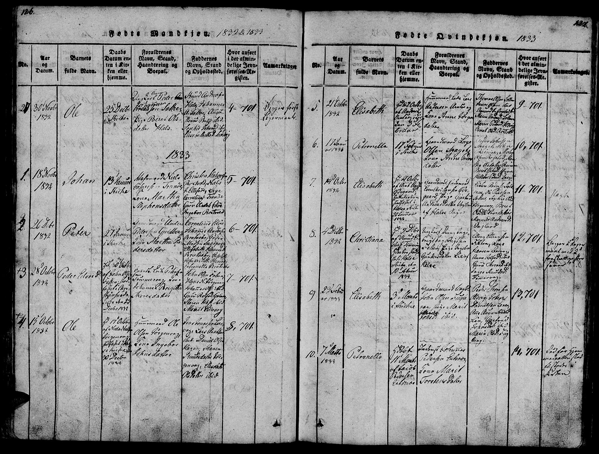 Ministerialprotokoller, klokkerbøker og fødselsregistre - Møre og Romsdal, AV/SAT-A-1454/581/L0933: Parish register (official) no. 581A03 /1, 1819-1836, p. 126-127