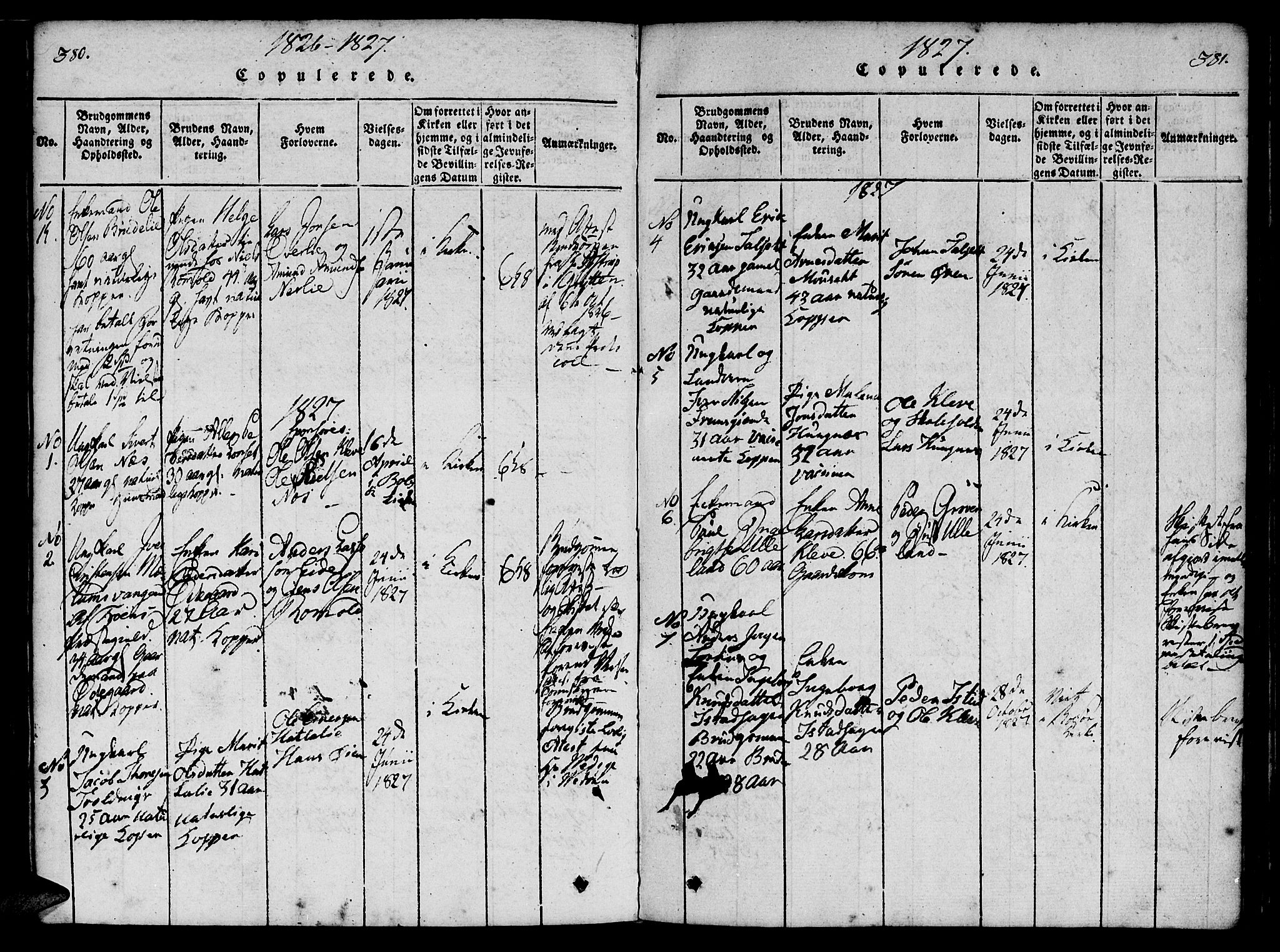 Ministerialprotokoller, klokkerbøker og fødselsregistre - Møre og Romsdal, SAT/A-1454/557/L0679: Parish register (official) no. 557A01, 1818-1843, p. 380-381