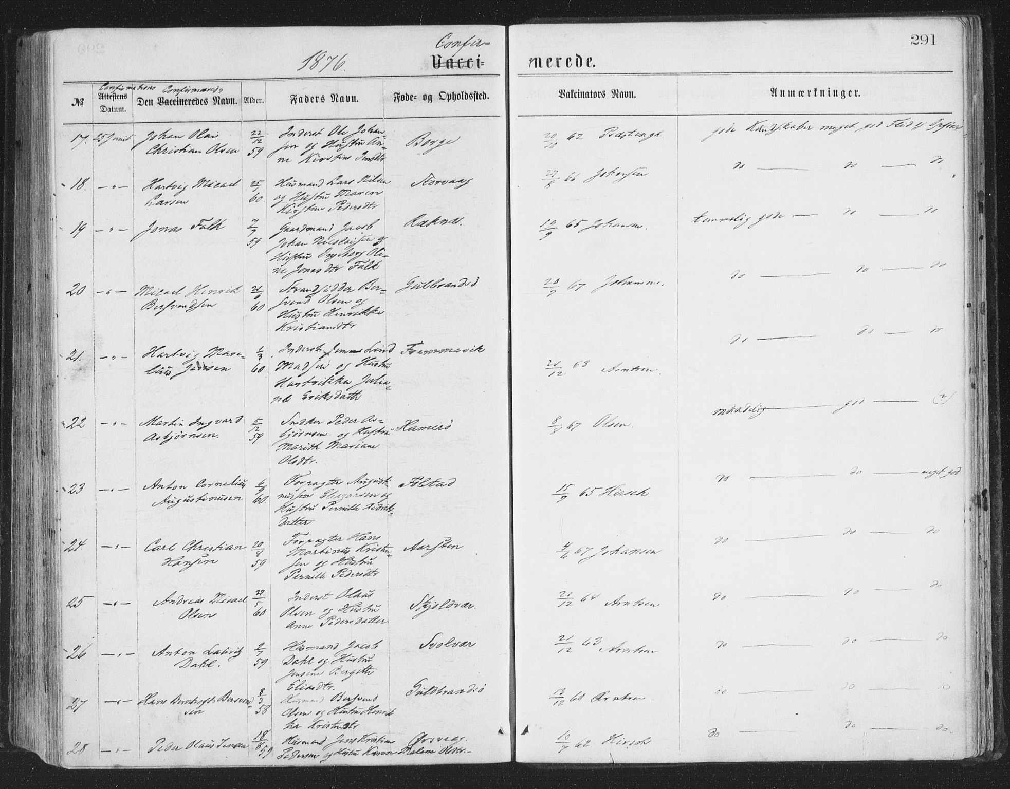 Ministerialprotokoller, klokkerbøker og fødselsregistre - Nordland, AV/SAT-A-1459/874/L1057: Parish register (official) no. 874A01, 1866-1877, p. 291