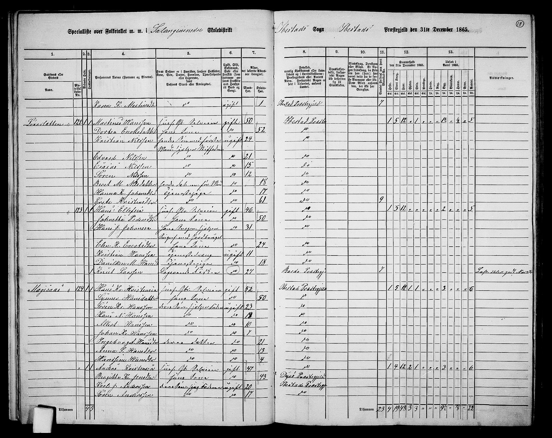 RA, 1865 census for Ibestad, 1865, p. 18