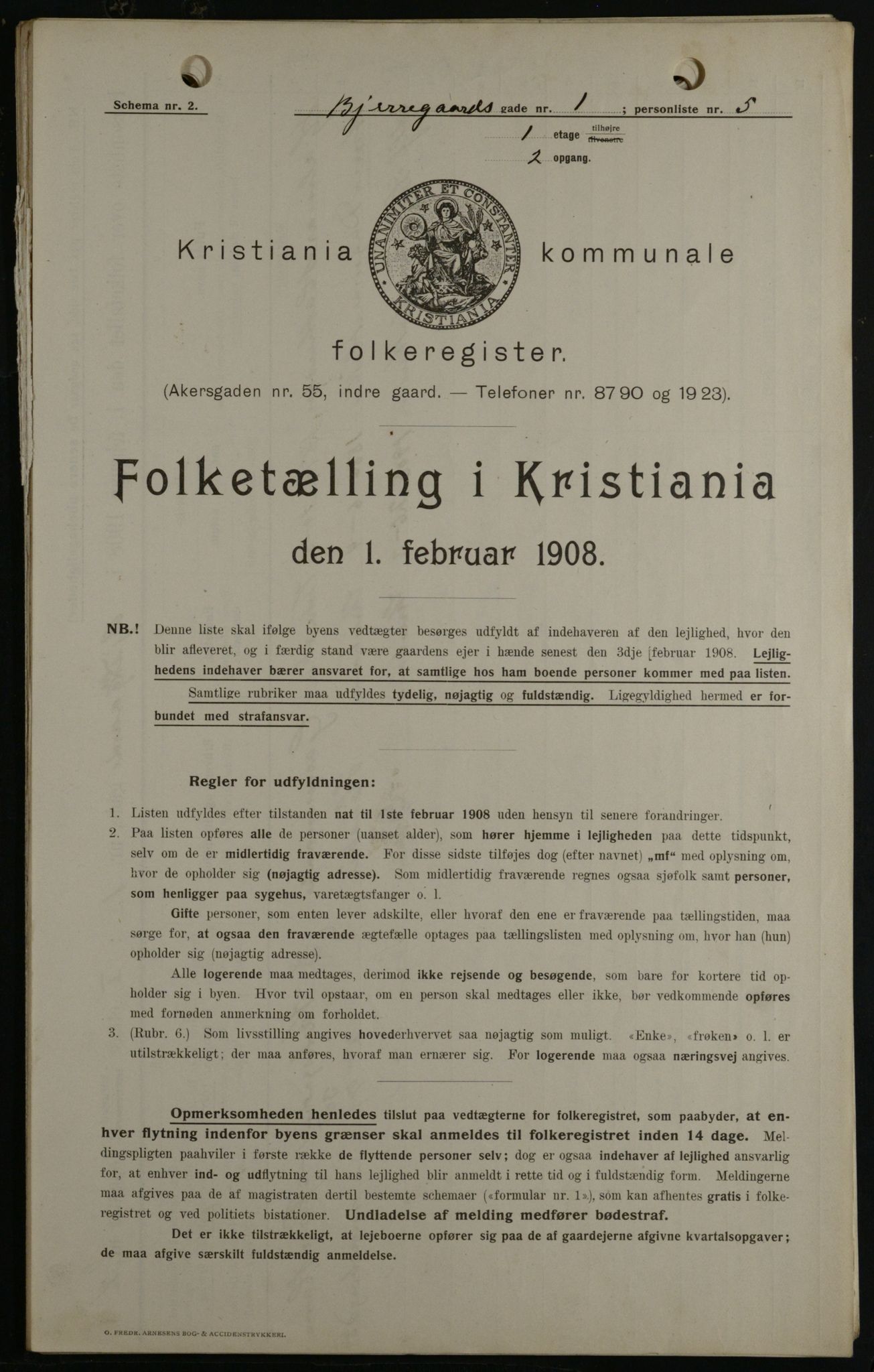 OBA, Municipal Census 1908 for Kristiania, 1908, p. 5387