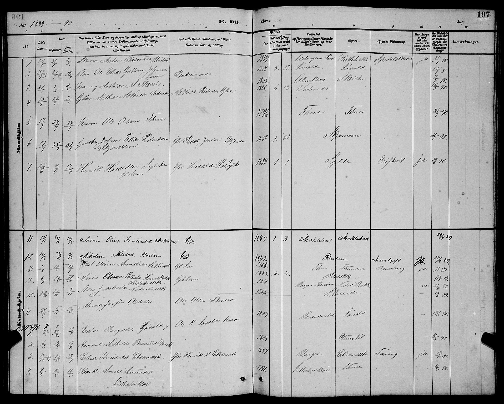 Ministerialprotokoller, klokkerbøker og fødselsregistre - Møre og Romsdal, AV/SAT-A-1454/501/L0017: Parish register (copy) no. 501C03, 1885-1901, p. 197