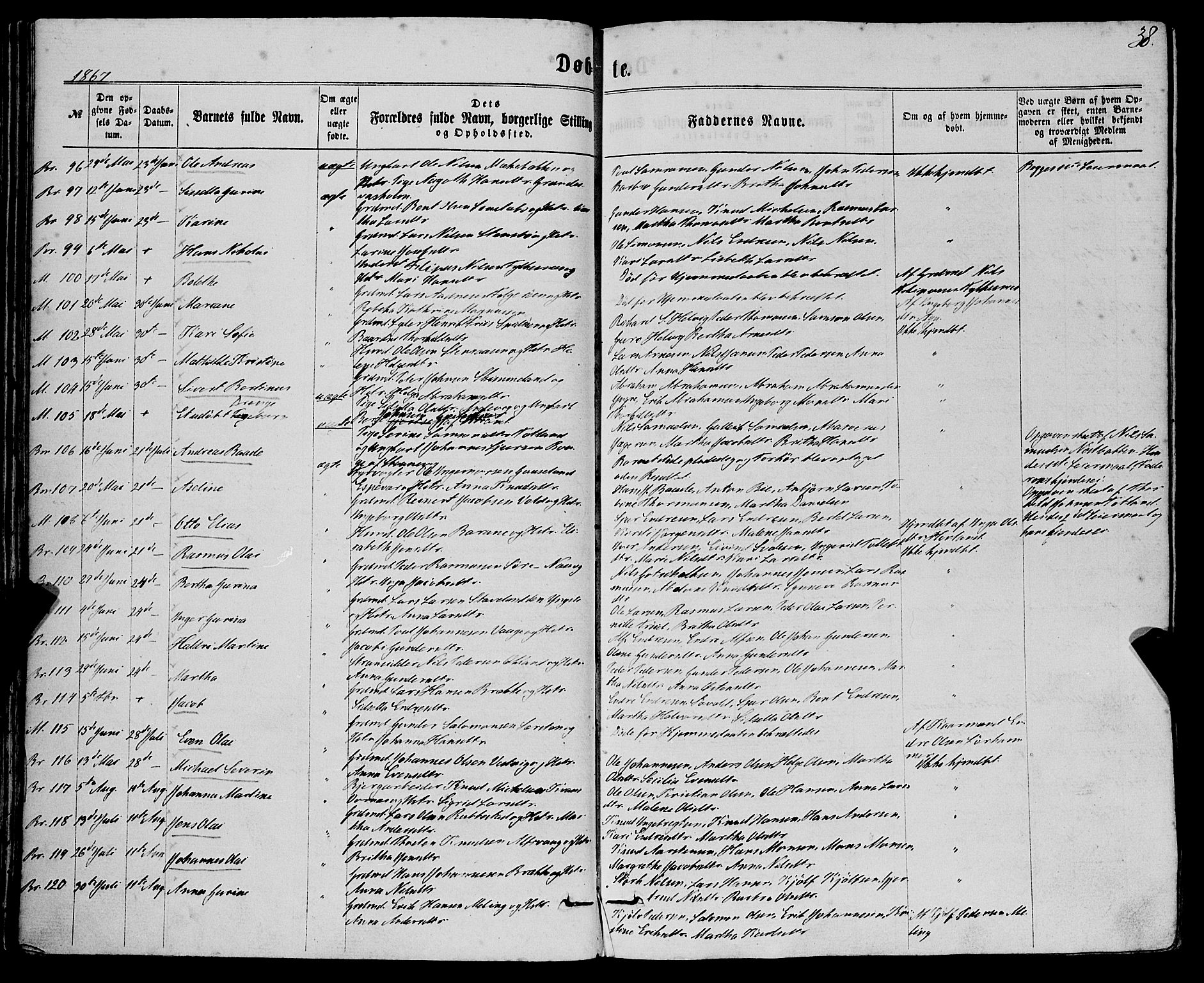 Finnås sokneprestembete, AV/SAB-A-99925/H/Ha/Haa/Haaa/L0008: Parish register (official) no. A 8, 1863-1872, p. 38