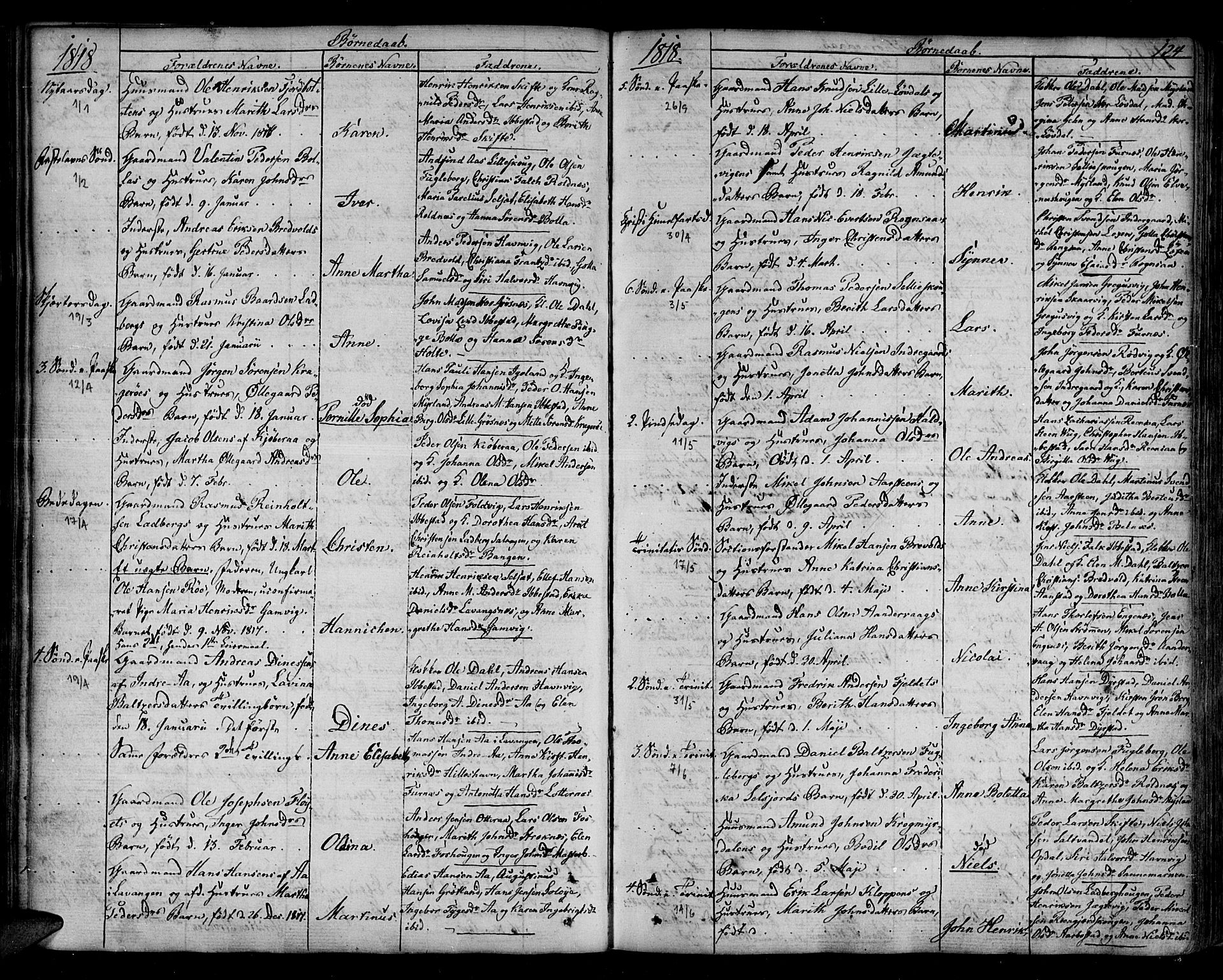 Ibestad sokneprestembete, SATØ/S-0077/H/Ha/Haa/L0004kirke: Parish register (official) no. 4, 1801-1824, p. 124