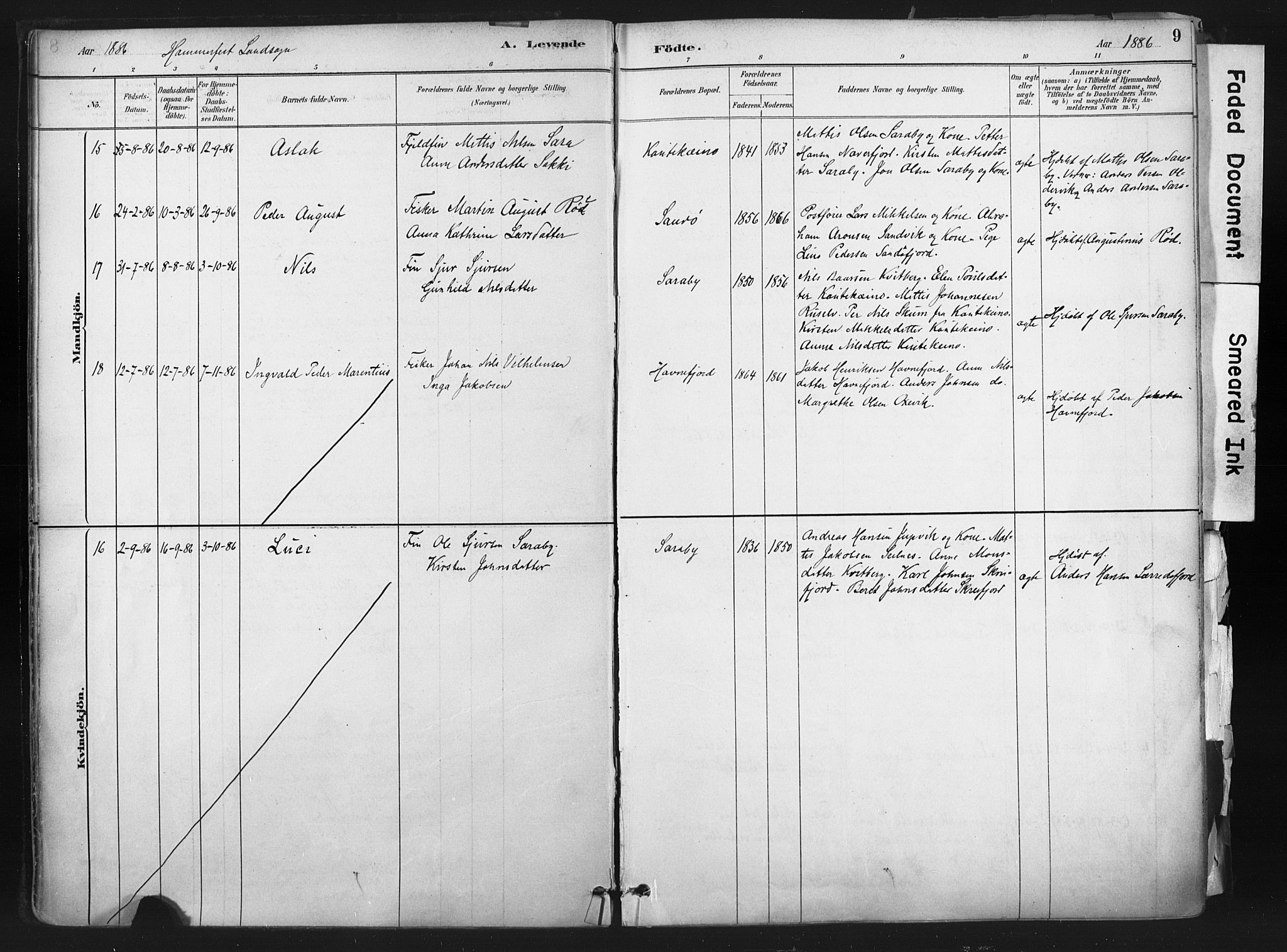Hammerfest sokneprestkontor, SATØ/S-1347: Parish register (official) no. 11 /1, 1885-1897, p. 9