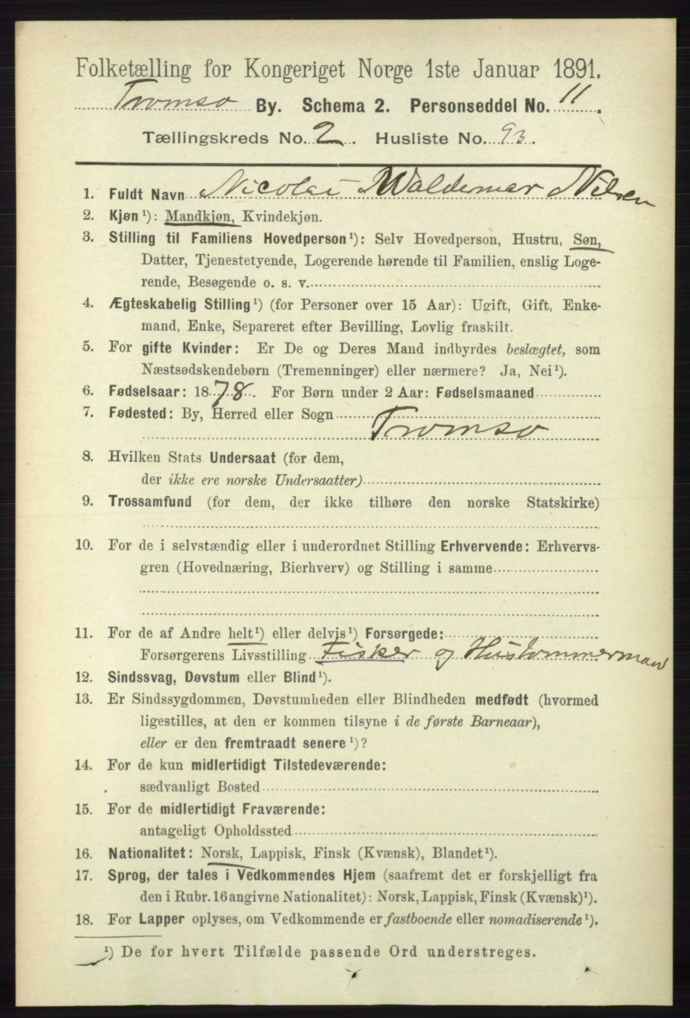 RA, 1891 census for 1902 Tromsø, 1891, p. 2819