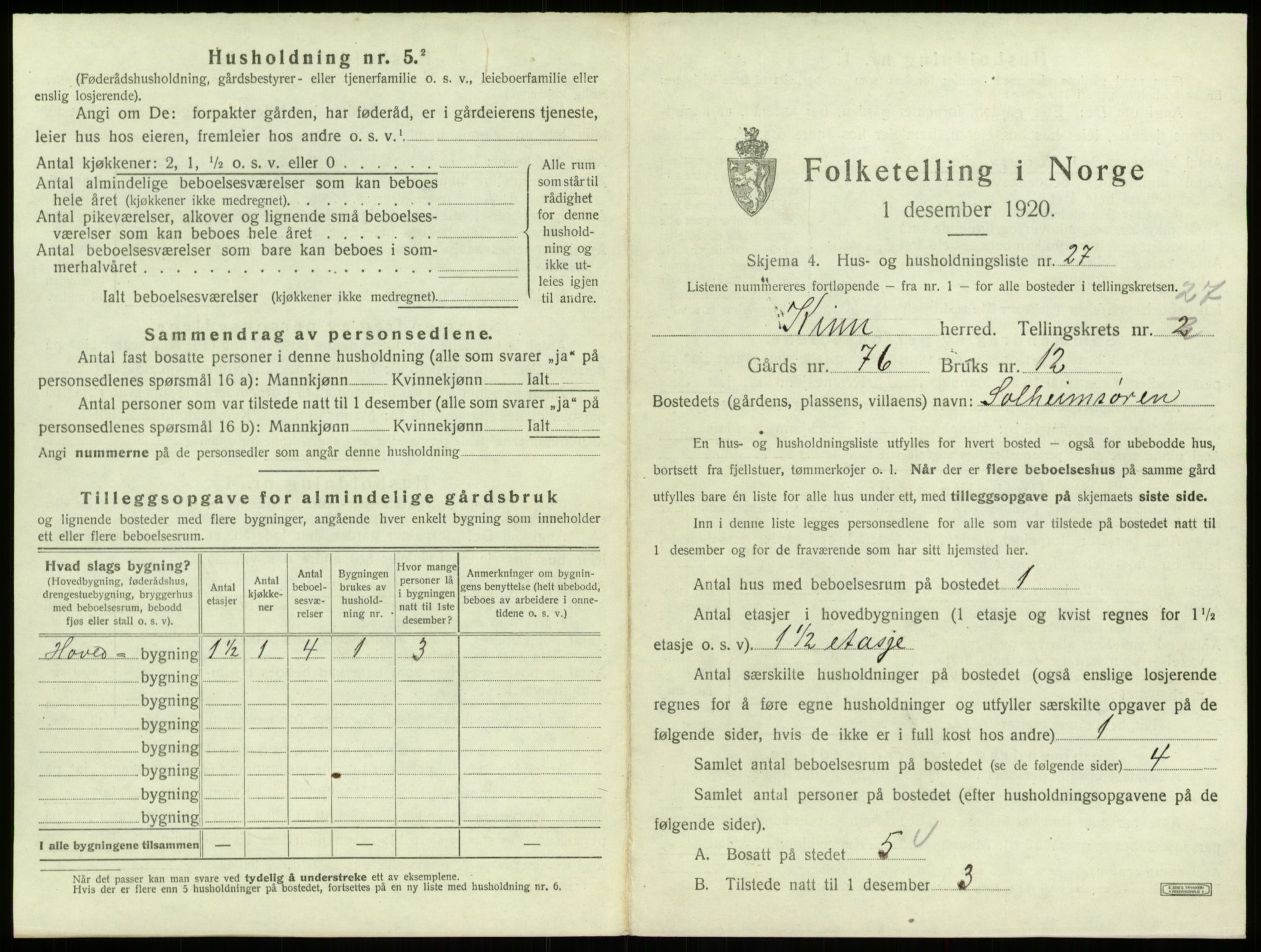 SAB, 1920 census for Kinn, 1920, p. 1342