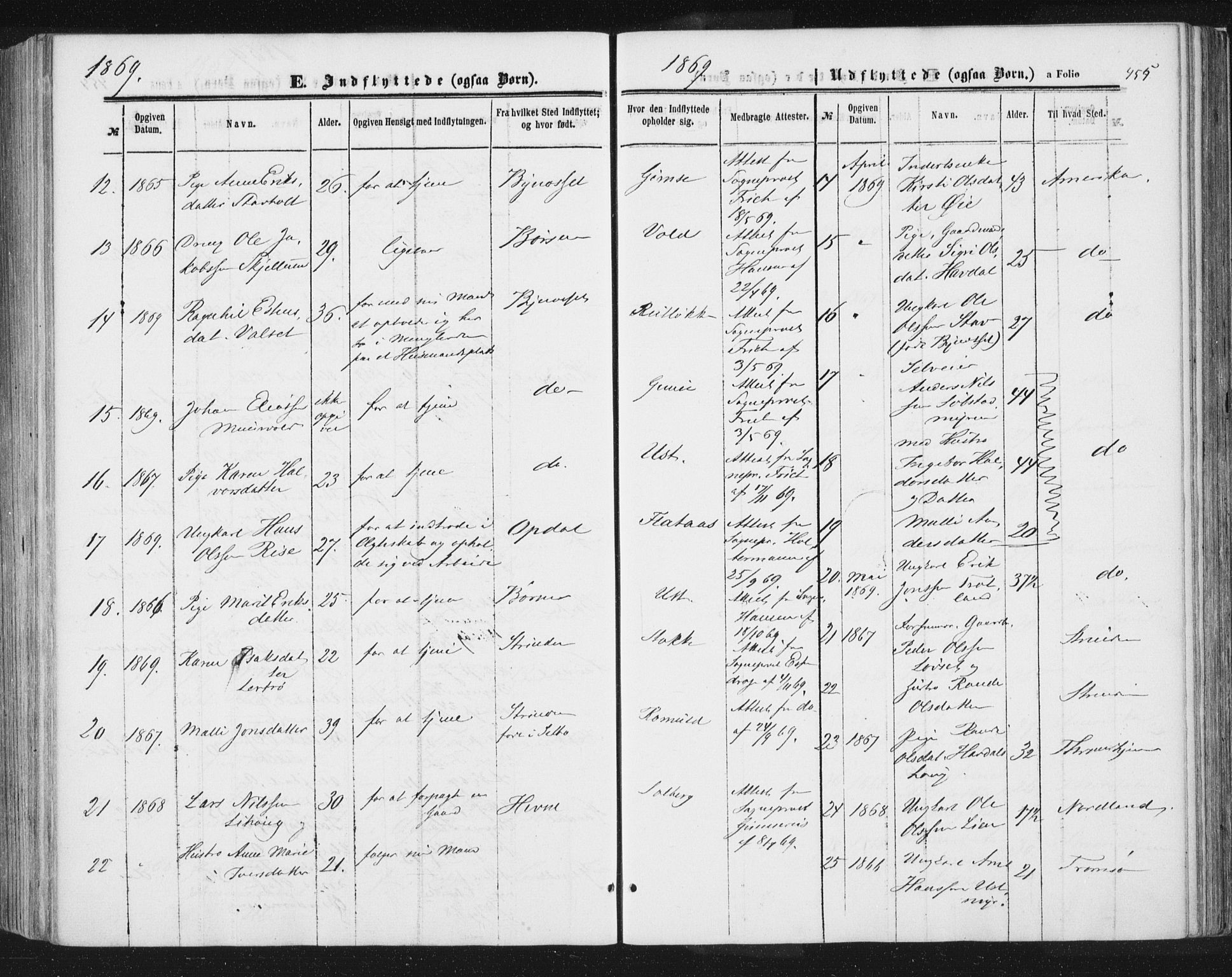 Ministerialprotokoller, klokkerbøker og fødselsregistre - Sør-Trøndelag, AV/SAT-A-1456/691/L1077: Parish register (official) no. 691A09, 1862-1873, p. 455