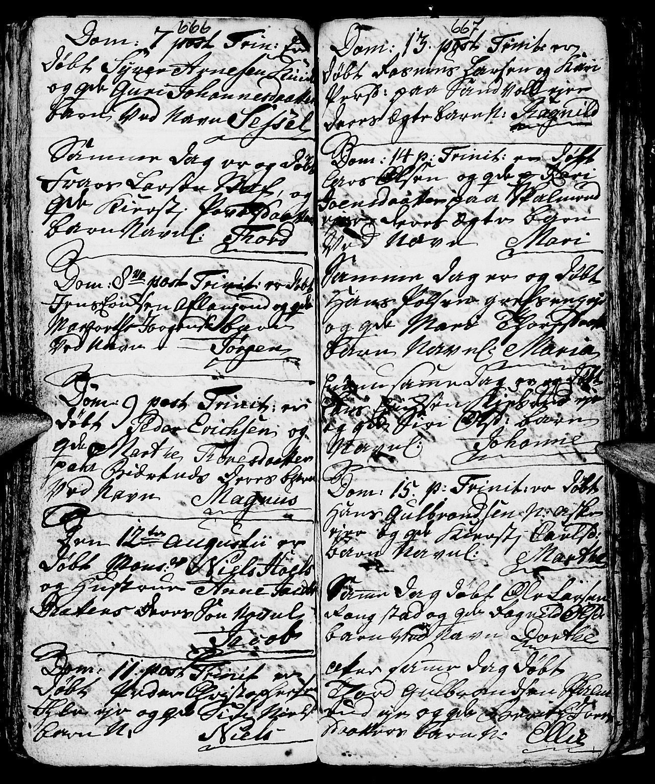 Nes prestekontor, Hedmark, AV/SAH-PREST-020/L/La/L0001: Parish register (copy) no. 1, 1663-1784, p. 666-667