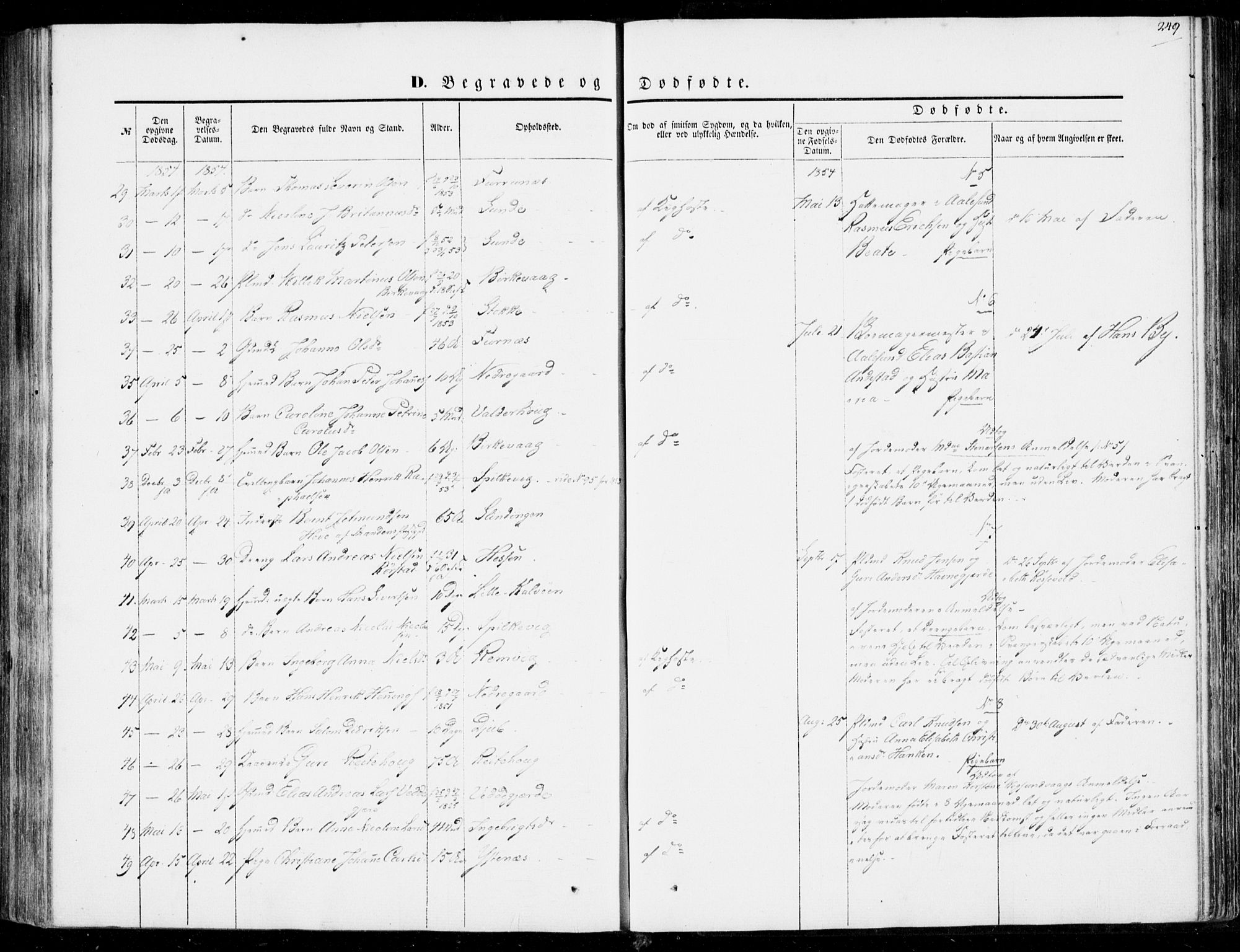 Ministerialprotokoller, klokkerbøker og fødselsregistre - Møre og Romsdal, SAT/A-1454/528/L0397: Parish register (official) no. 528A08, 1848-1858, p. 249