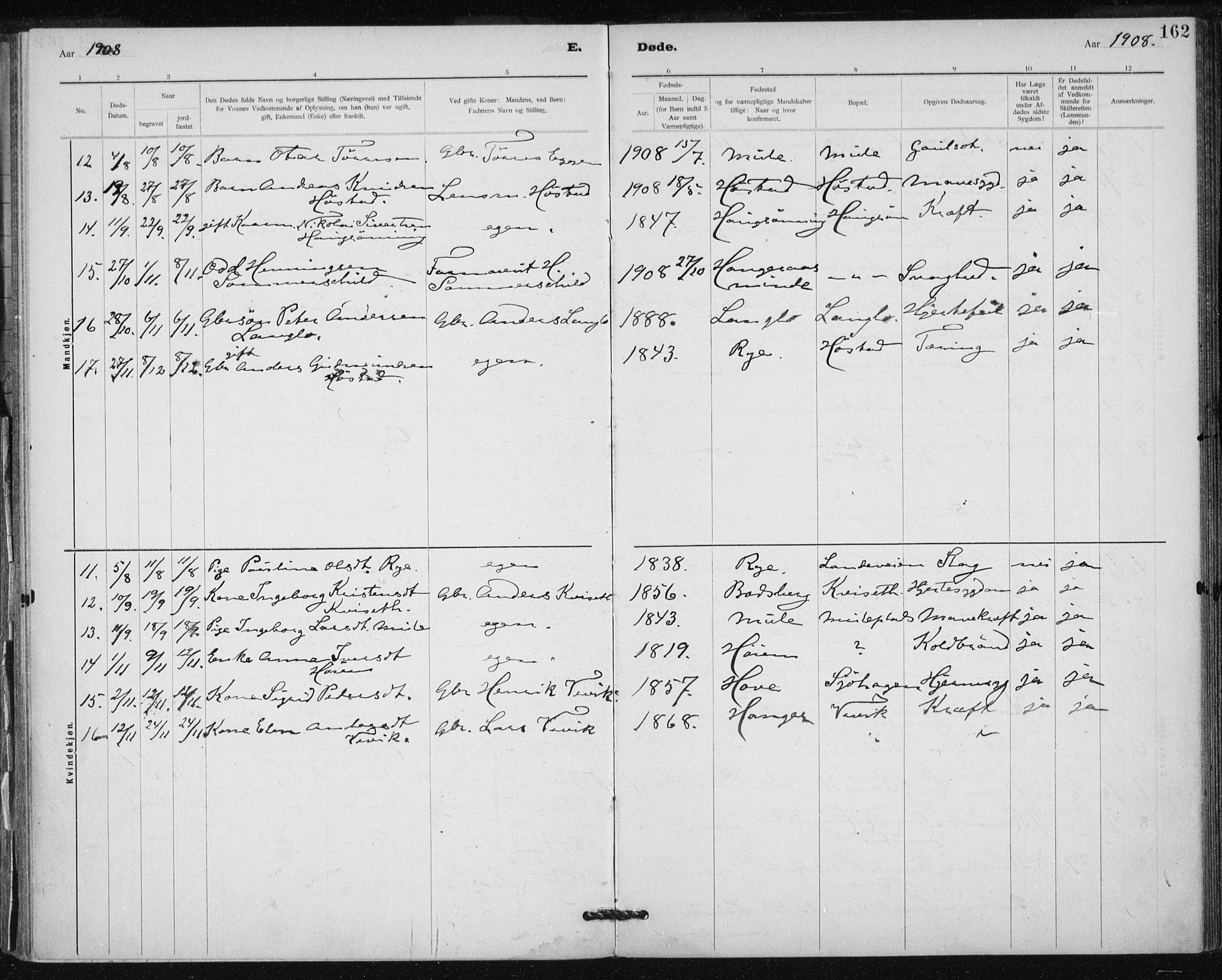 Ministerialprotokoller, klokkerbøker og fødselsregistre - Sør-Trøndelag, SAT/A-1456/612/L0381: Parish register (official) no. 612A13, 1907-1923, p. 162
