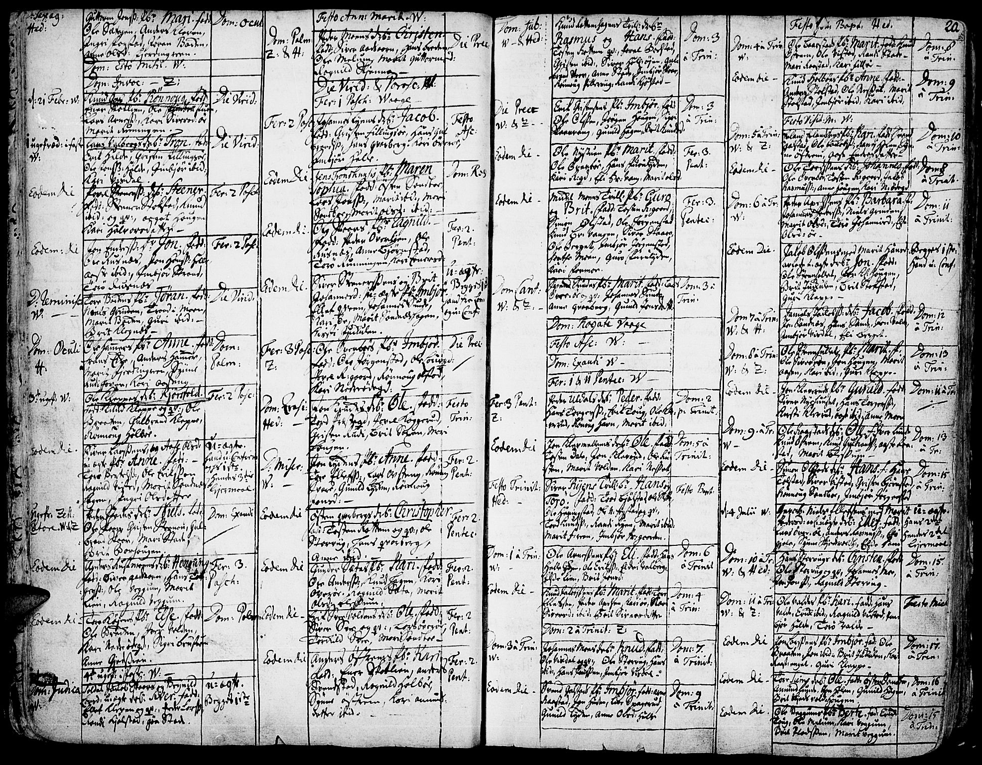 Vågå prestekontor, SAH/PREST-076/H/Ha/Haa/L0001: Parish register (official) no. 1, 1739-1810, p. 20
