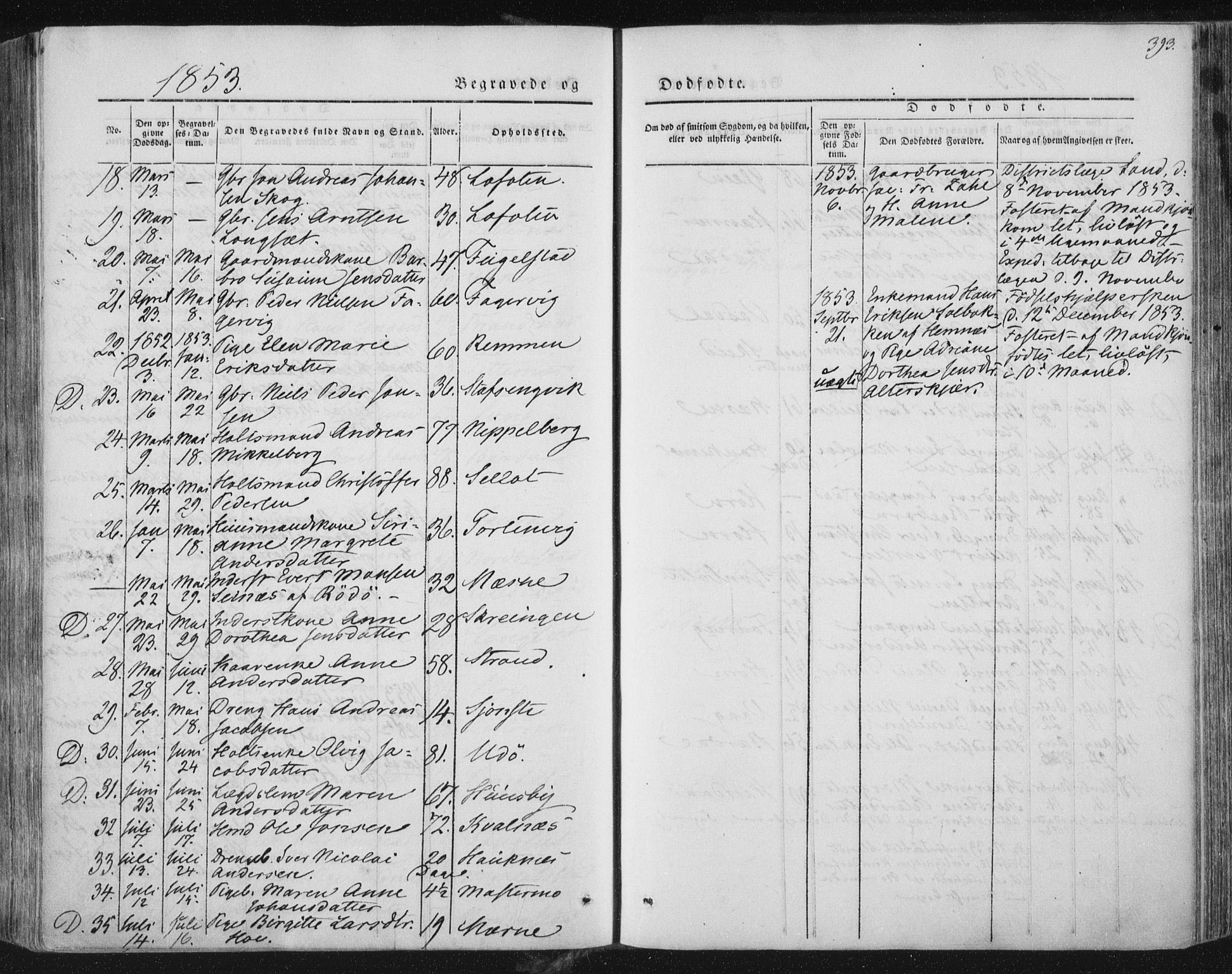 Ministerialprotokoller, klokkerbøker og fødselsregistre - Nordland, SAT/A-1459/838/L0549: Parish register (official) no. 838A07, 1840-1854, p. 393