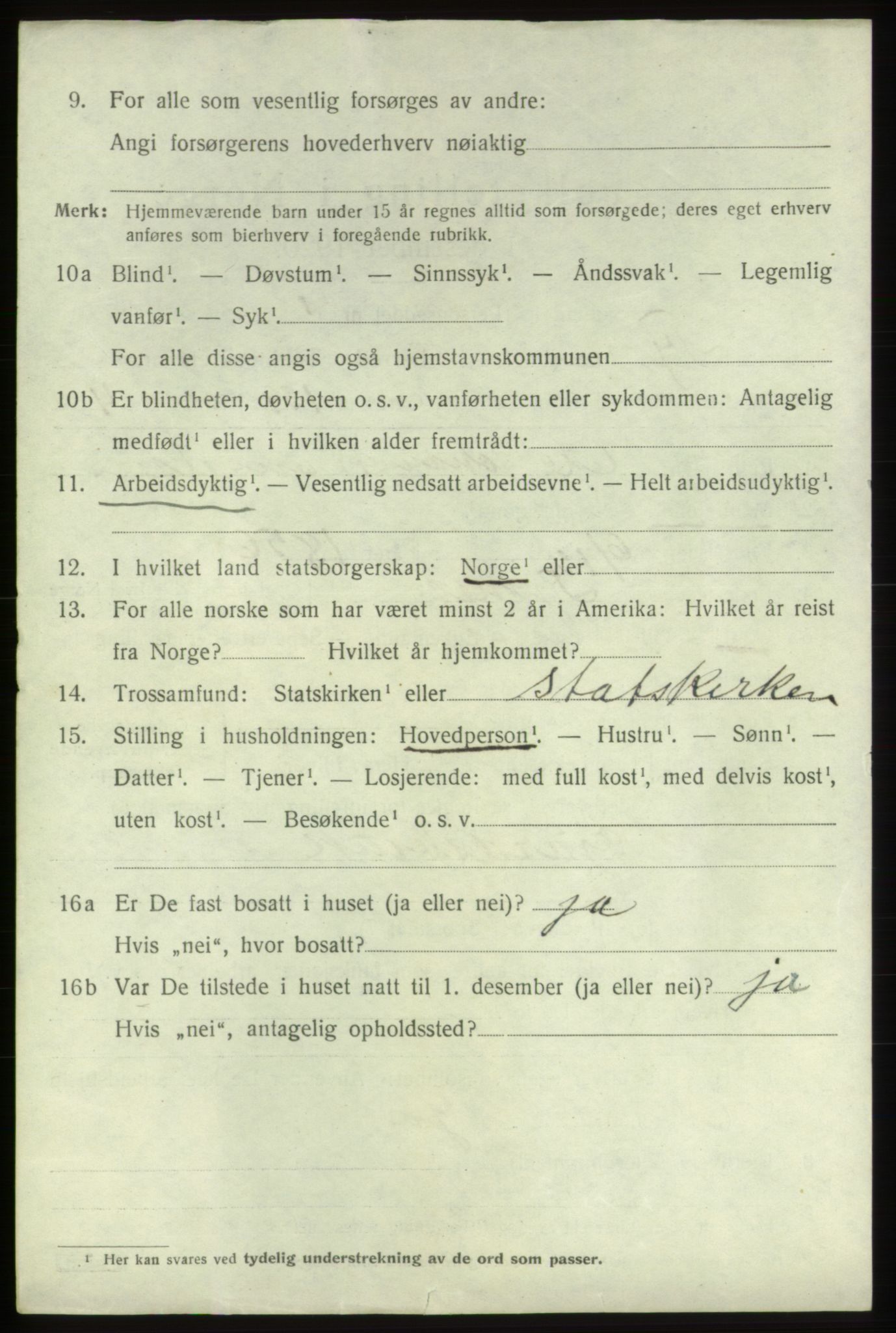 SAB, 1920 census for Tysnes, 1920, p. 9337