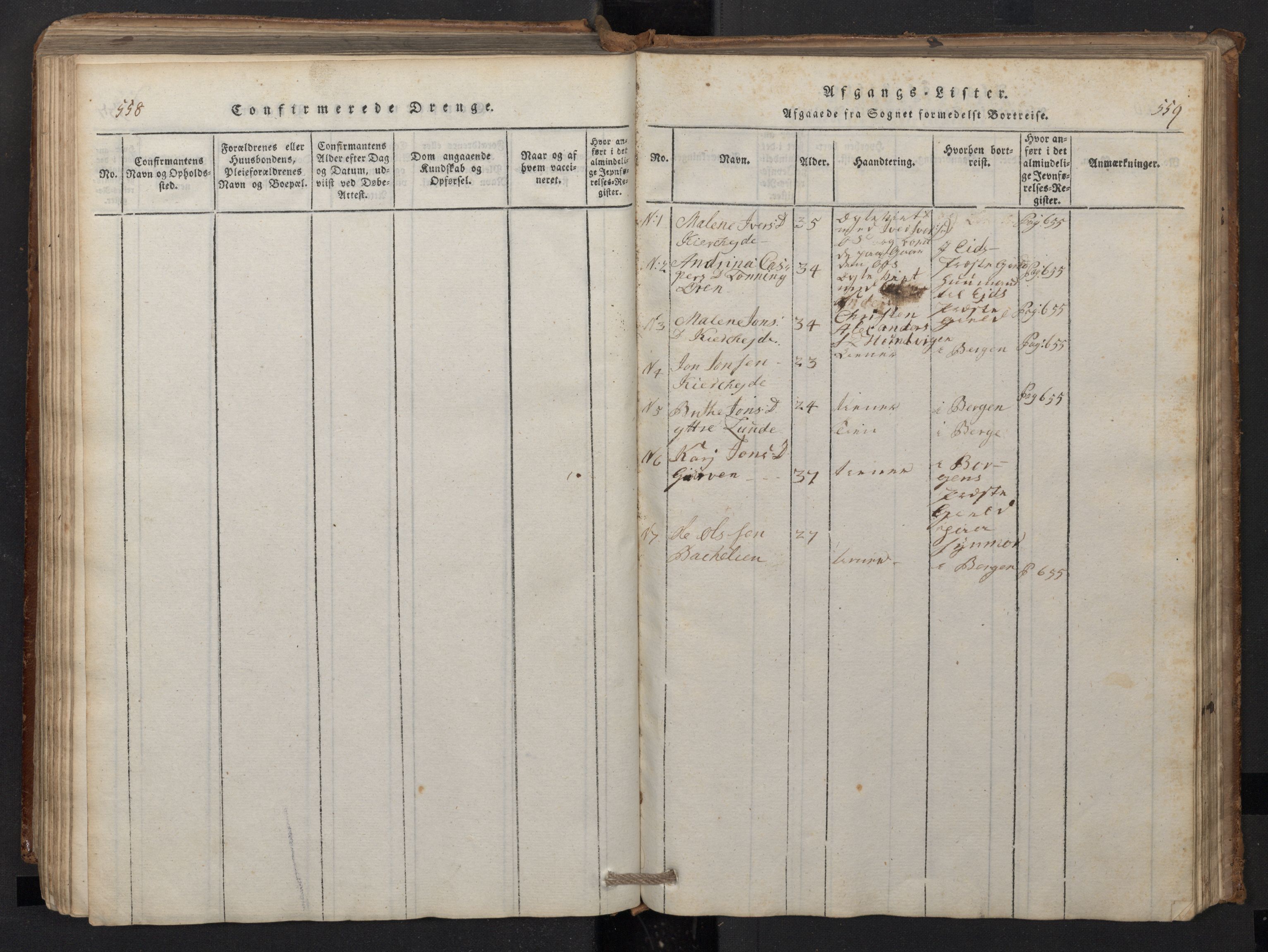 Stryn Sokneprestembete, SAB/A-82501: Parish register (copy) no. A 1, 1816-1844, p. 558-559