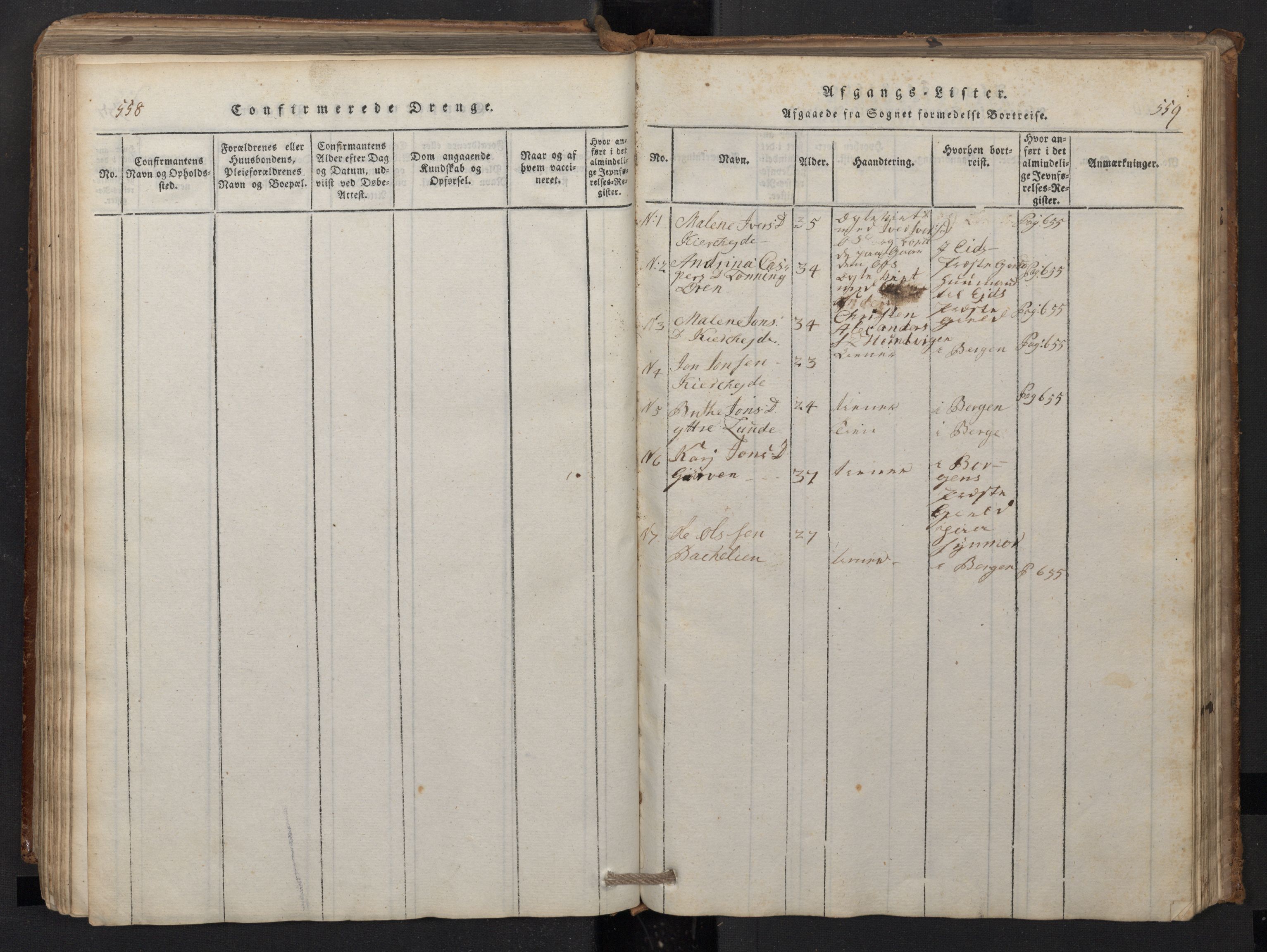 Stryn Sokneprestembete, AV/SAB-A-82501: Parish register (copy) no. A 1, 1816-1844, p. 558-559