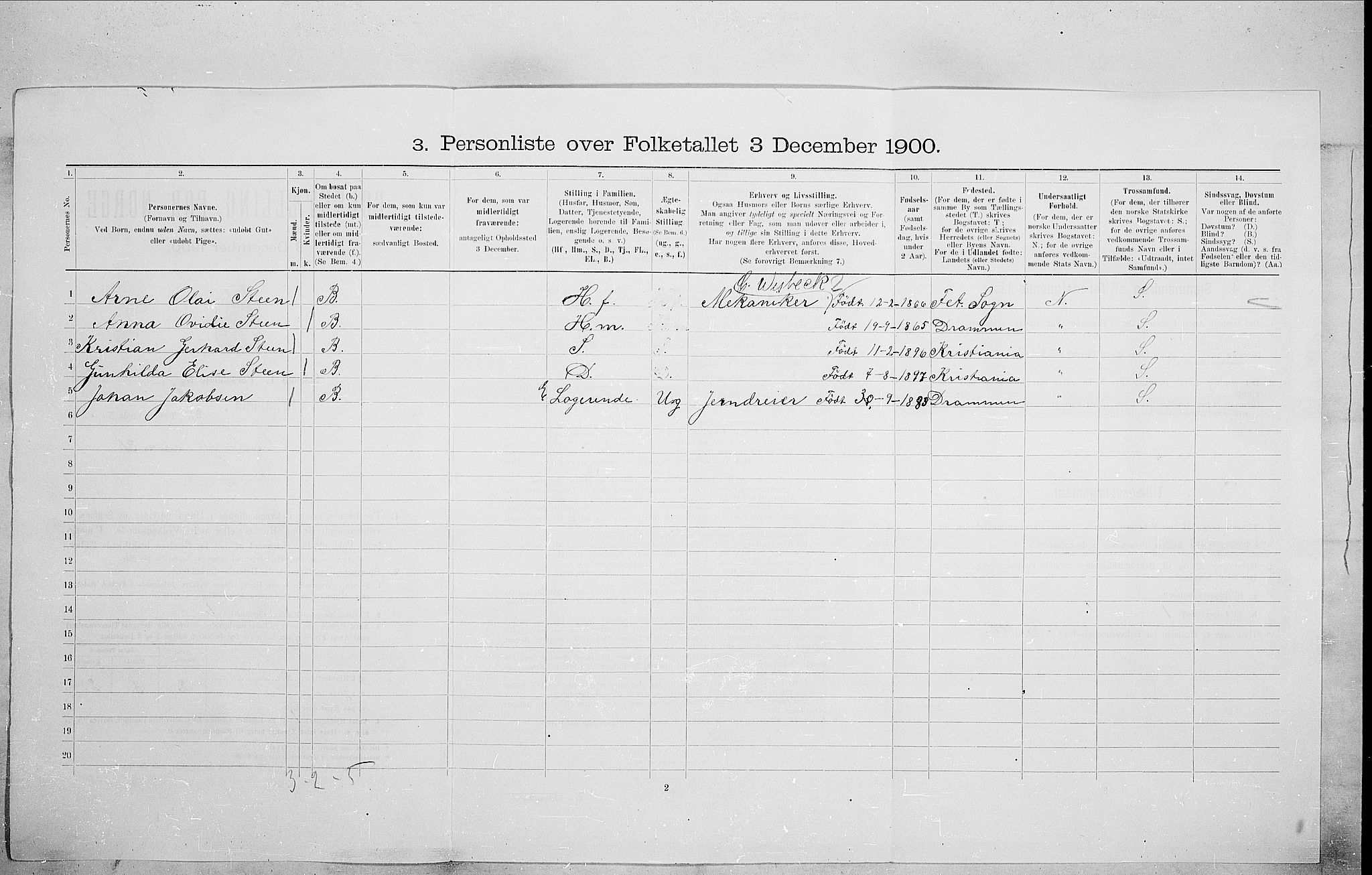 SAO, 1900 census for Kristiania, 1900, p. 63459