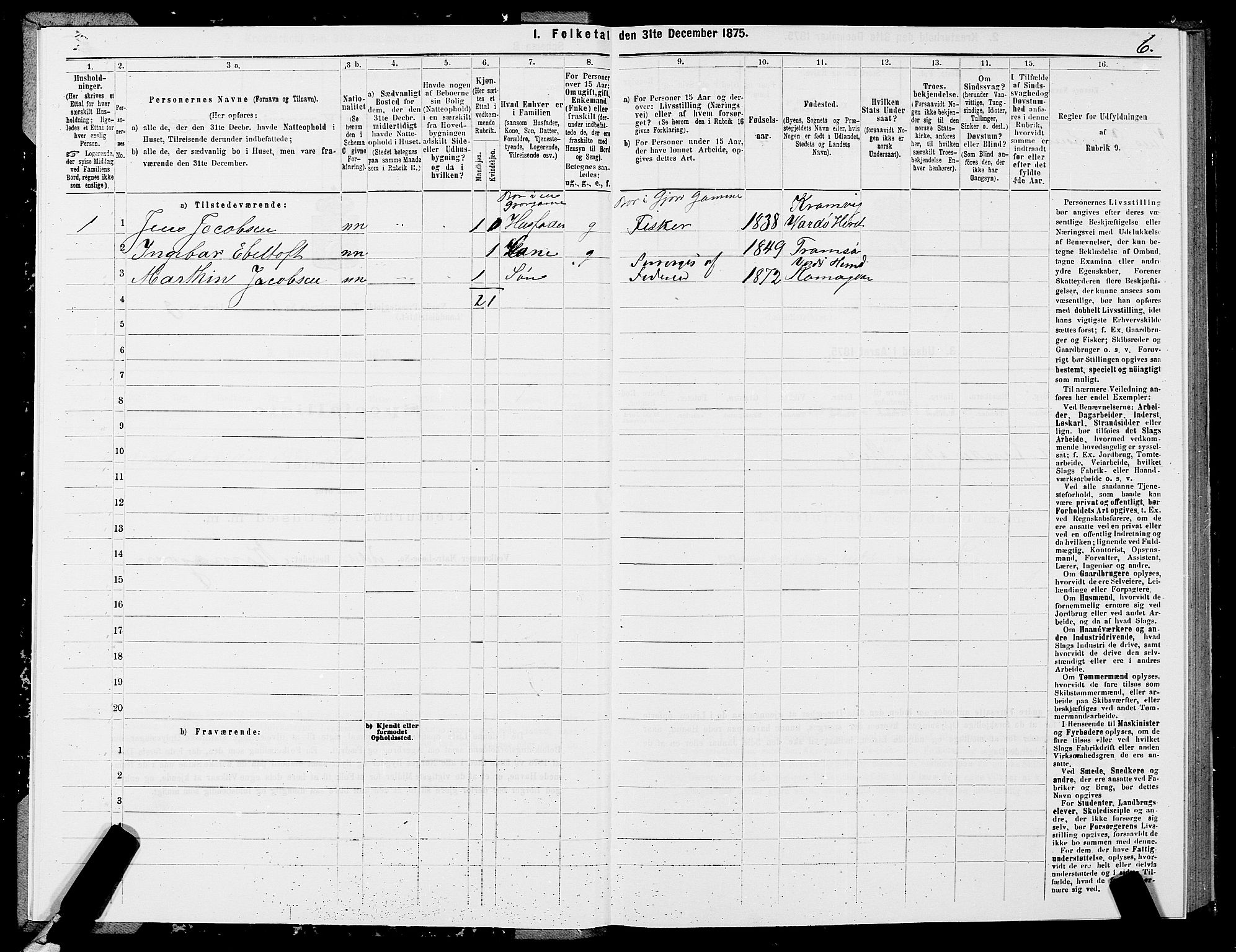 SATØ, 1875 census for 2028L Vardø/Vardø, 1875, p. 1006