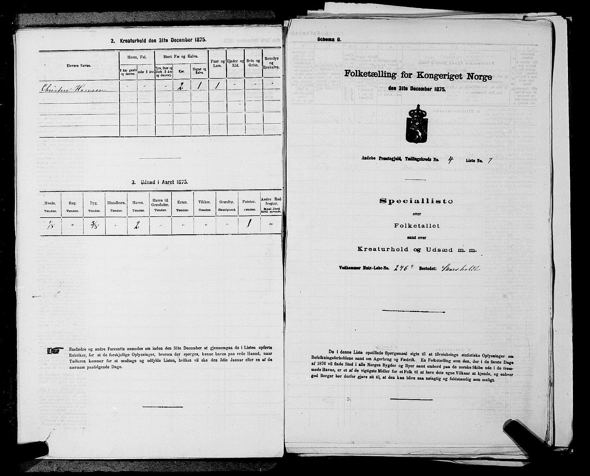 SAKO, 1875 census for 0719P Andebu, 1875, p. 441