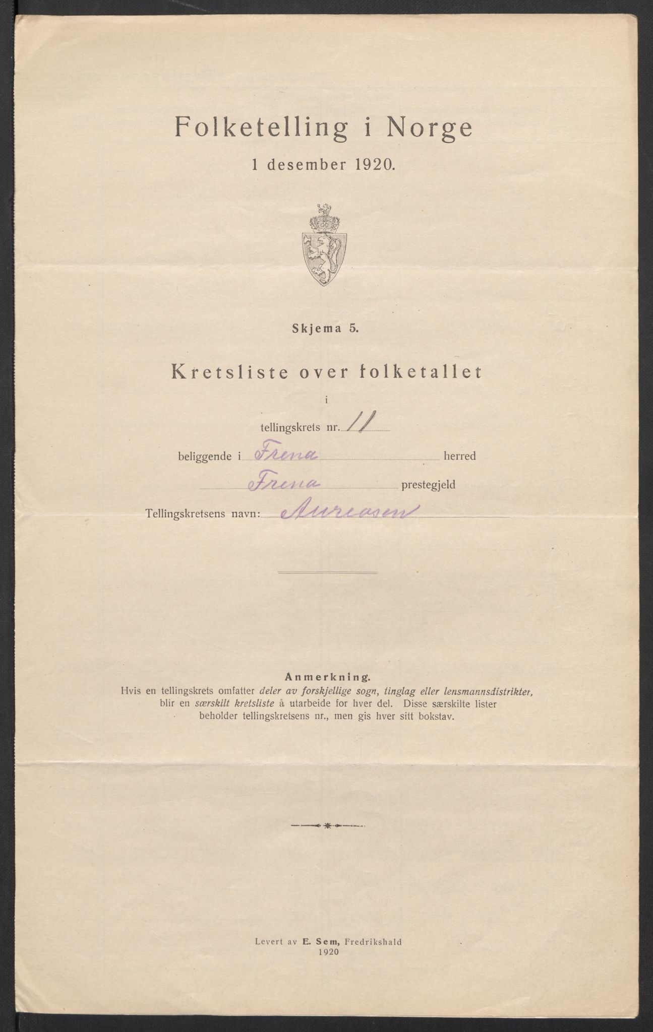 SAT, 1920 census for Fræna, 1920, p. 36