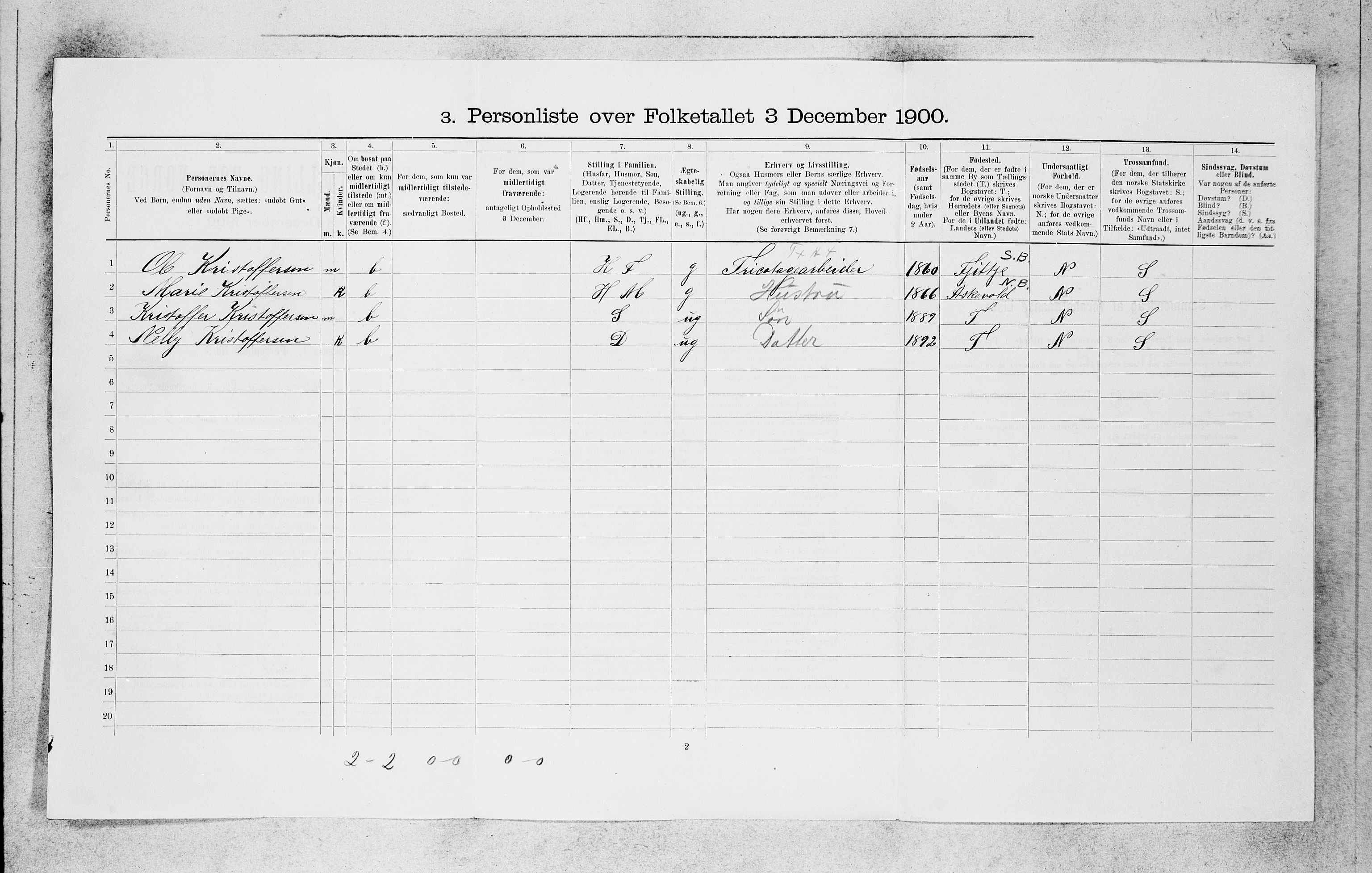 SAB, 1900 census for Bergen, 1900, p. 6651