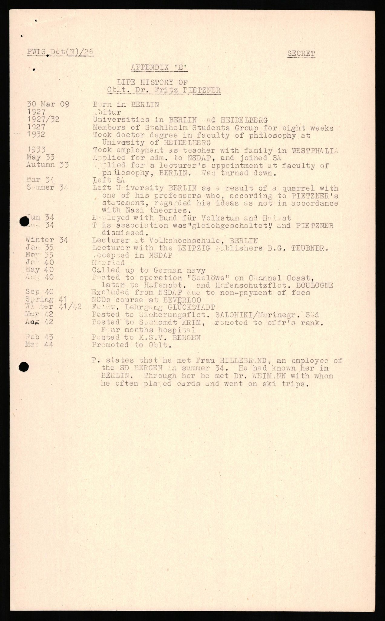 Forsvaret, Forsvarets overkommando II, RA/RAFA-3915/D/Db/L0020: CI Questionaires. Tyske okkupasjonsstyrker i Norge. Tyskere., 1945-1946, p. 361