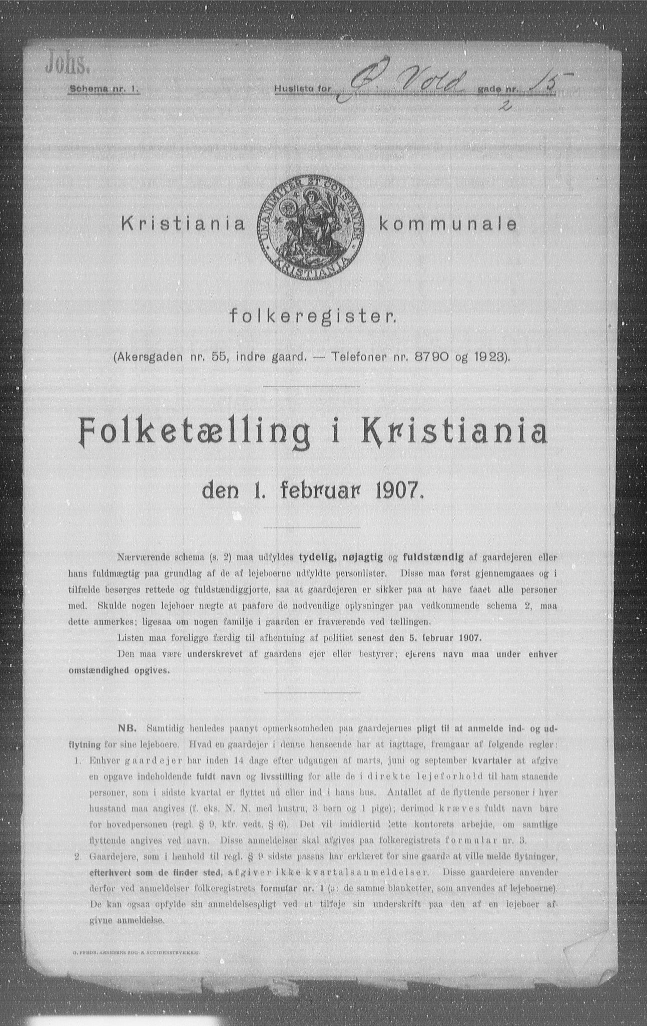 OBA, Municipal Census 1907 for Kristiania, 1907, p. 66091