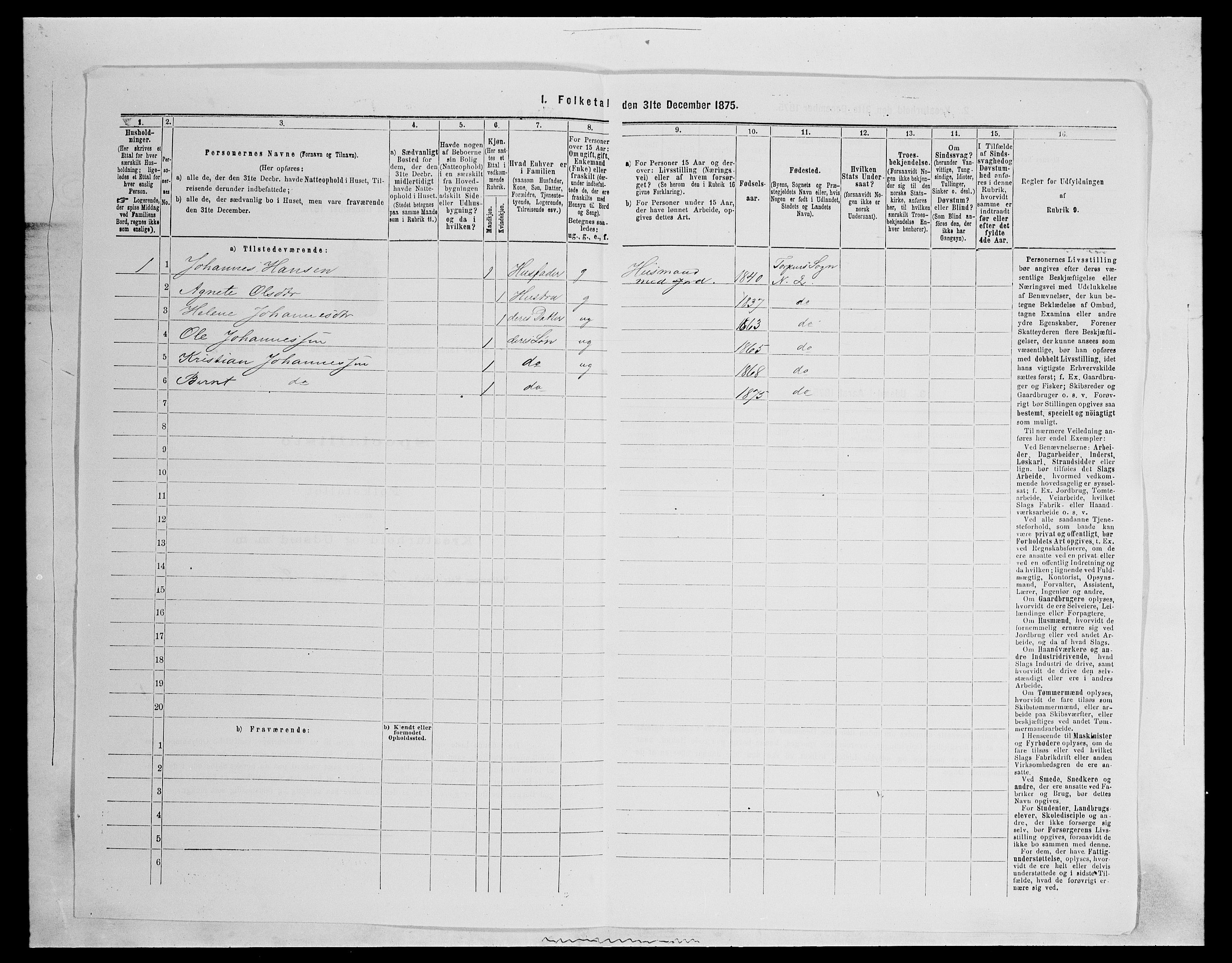 SAH, 1875 census for 0538P Nordre Land, 1875, p. 691