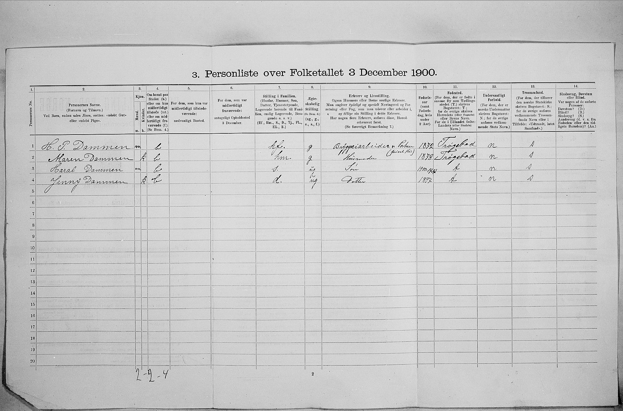 SAO, 1900 census for Kristiania, 1900, p. 57156