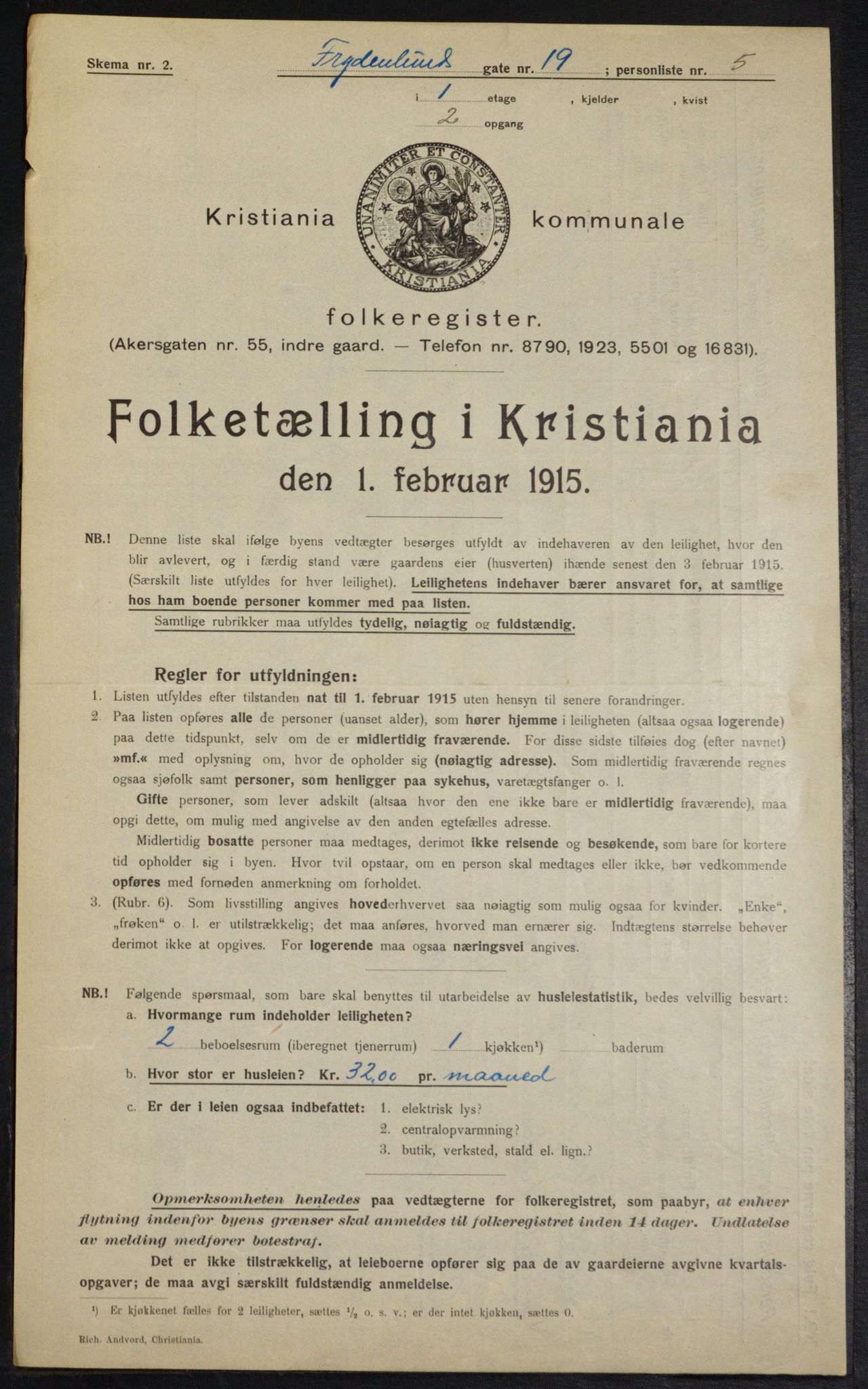 OBA, Municipal Census 1915 for Kristiania, 1915, p. 28033