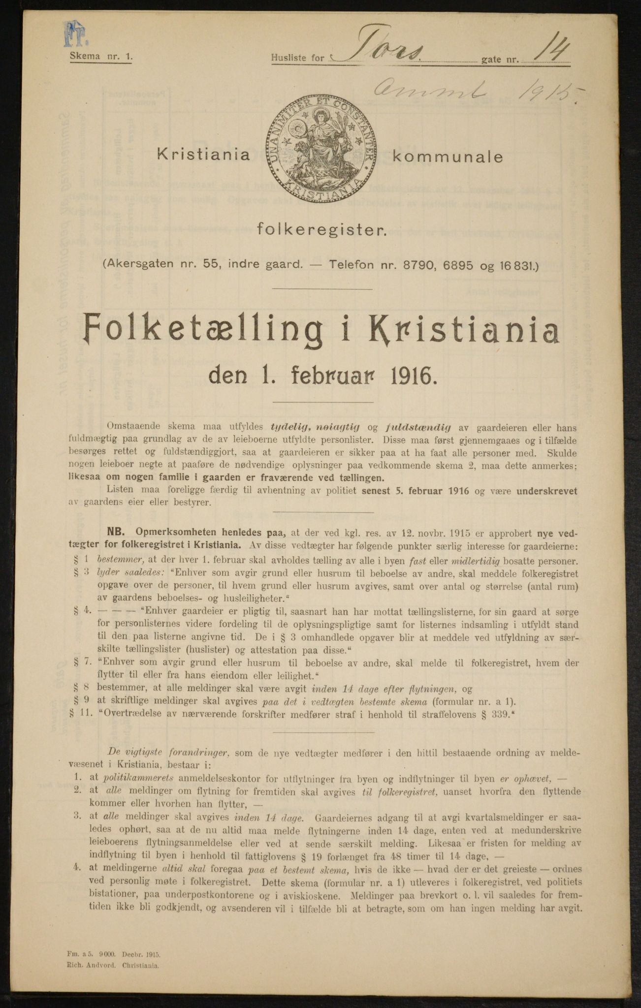 OBA, Municipal Census 1916 for Kristiania, 1916, p. 117620