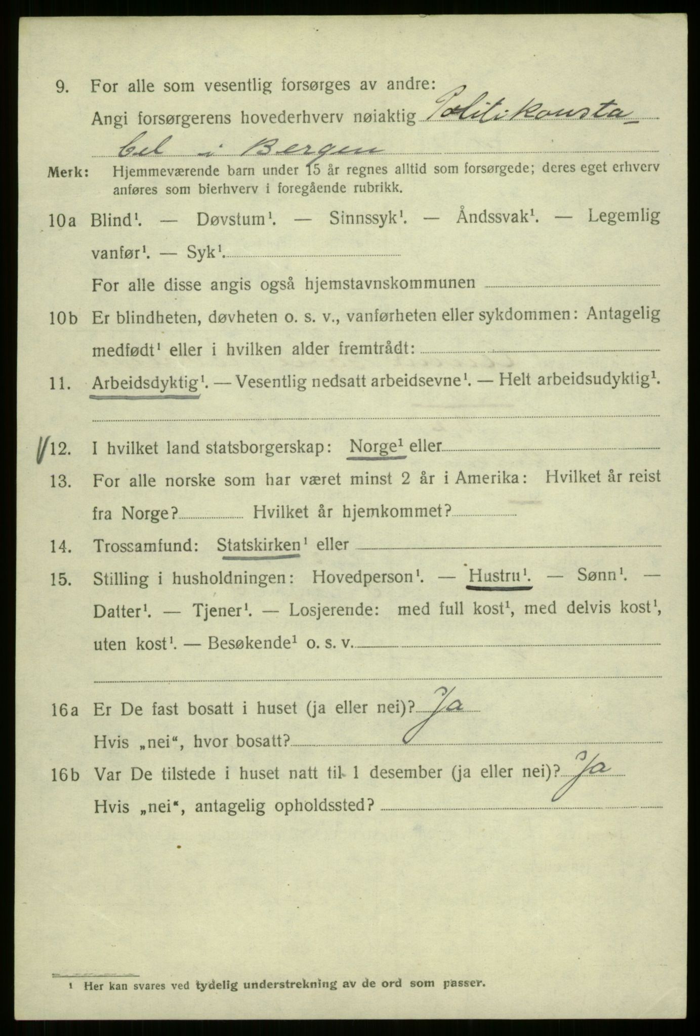 SAB, 1920 census for Bergen, 1920, p. 118416